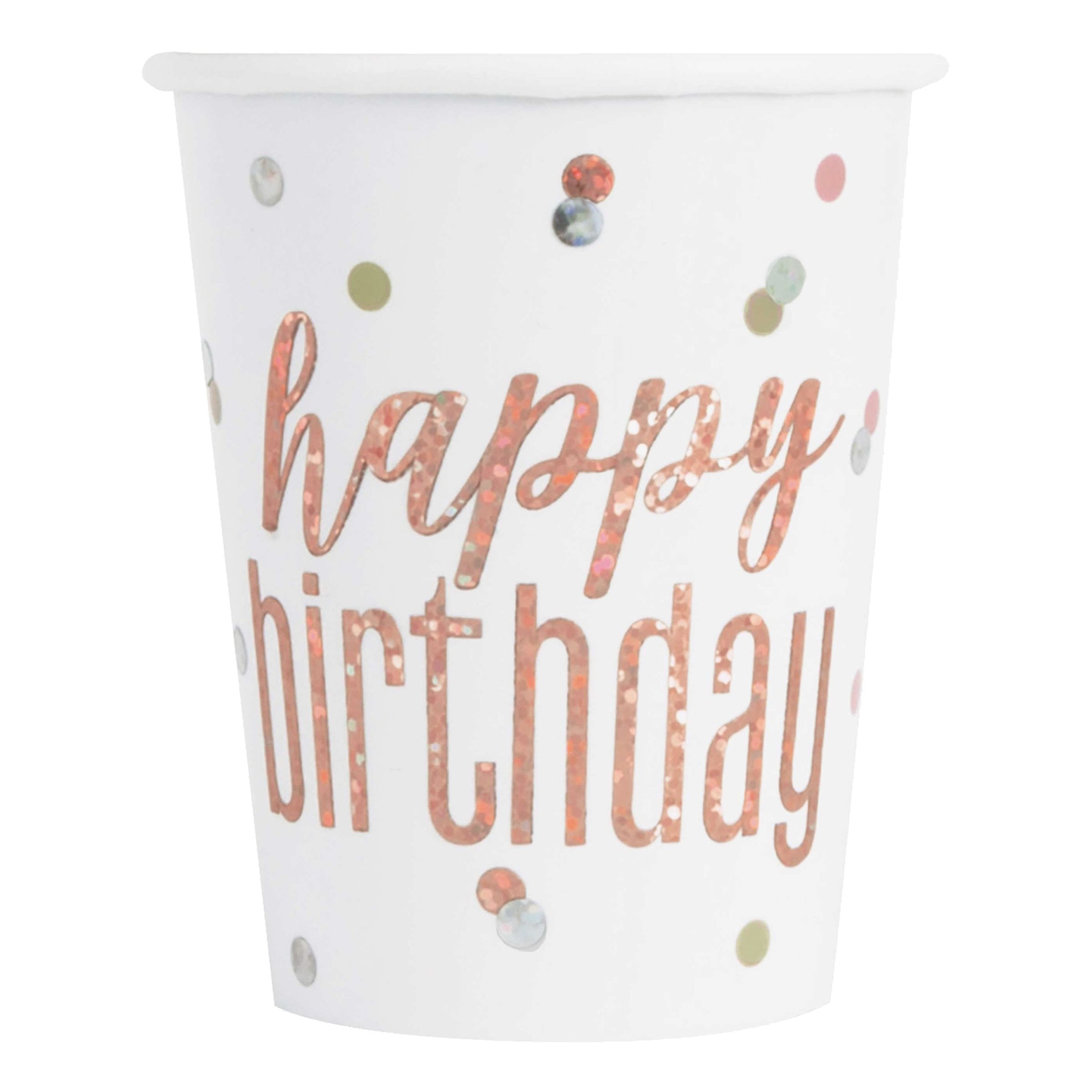 Papkrus Happy Birthday Rosaguld Skimmer - 8-pak