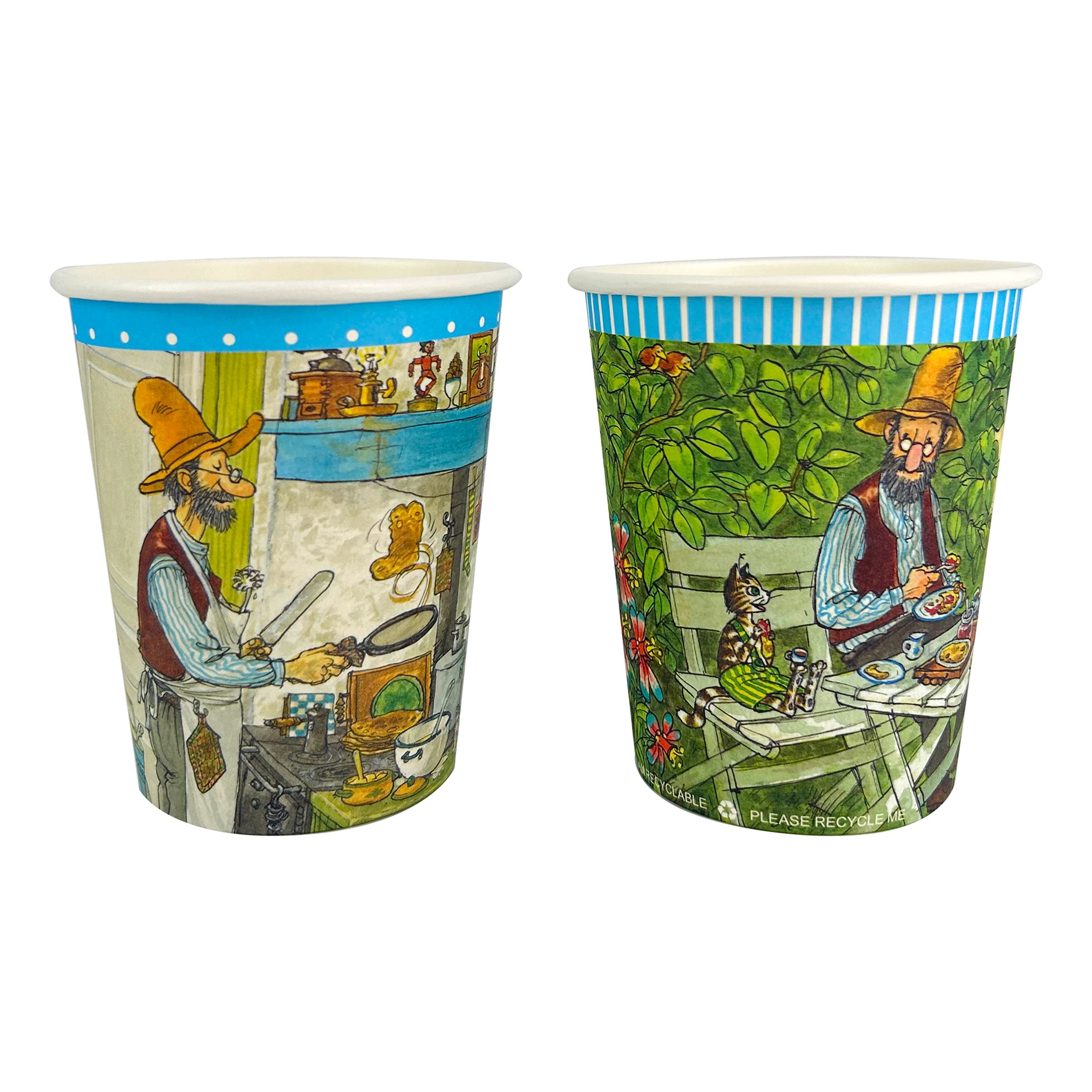 Pappersmuggar Pettson & Findus - 8-pack | Hem - Festartiklar - Dukning - Engångsmuggar & Glas | Party Outlet