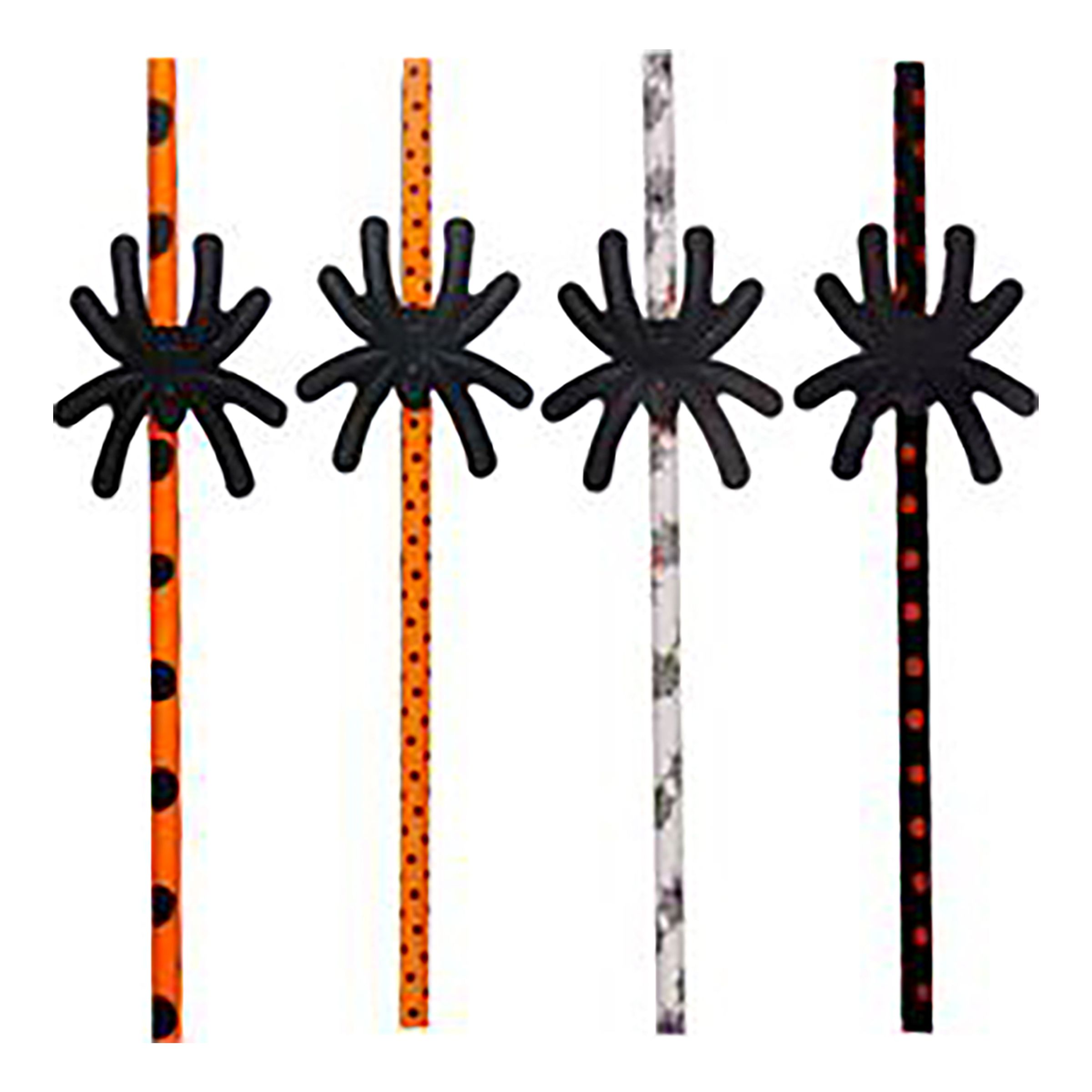Papperssugrör med Spindlar - 4-pack | Hem - Bartillbehör - Drinktillbehör - Sugrör | Pryloteket
