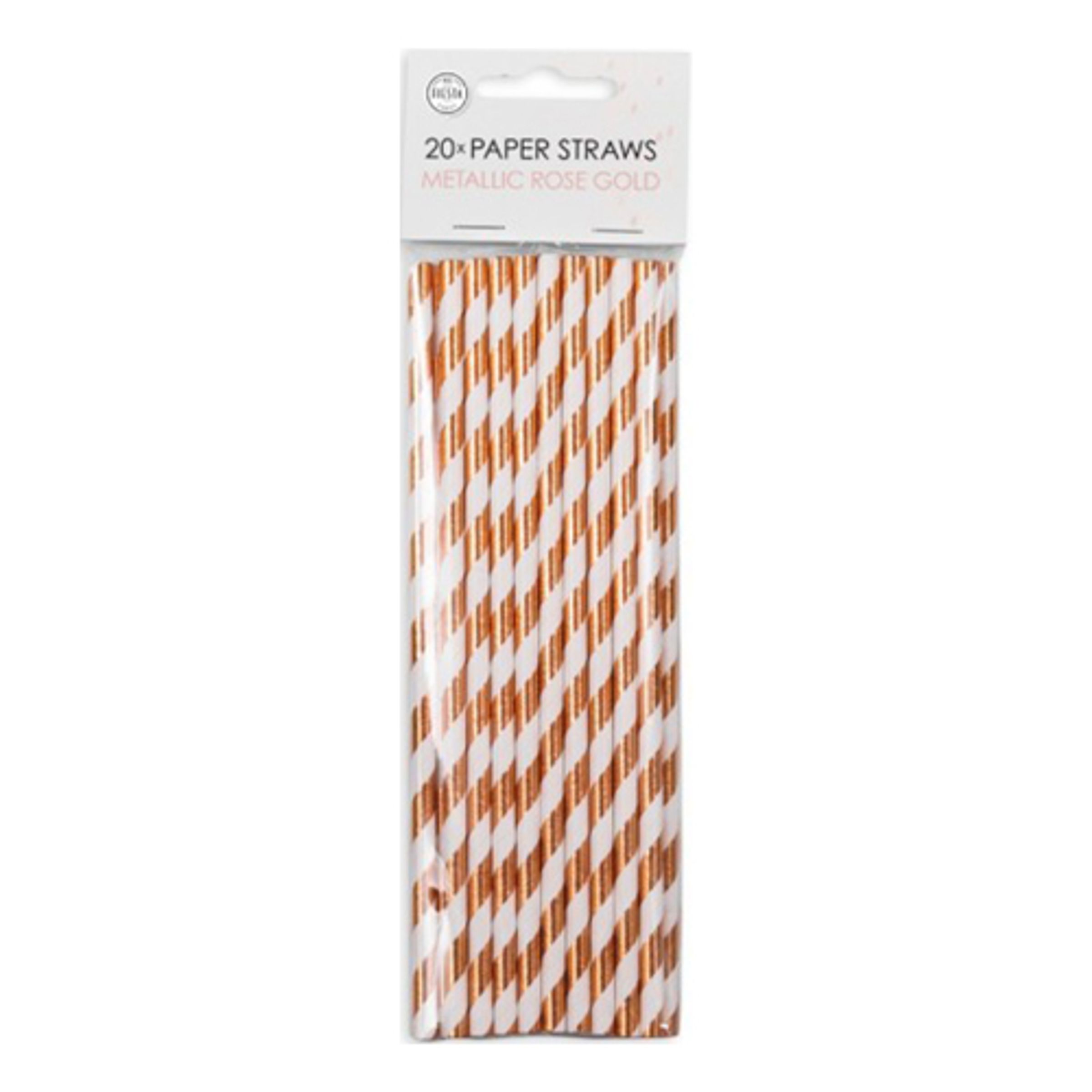 Papsugerør Roséguld Metallic Stribede - 20-stk