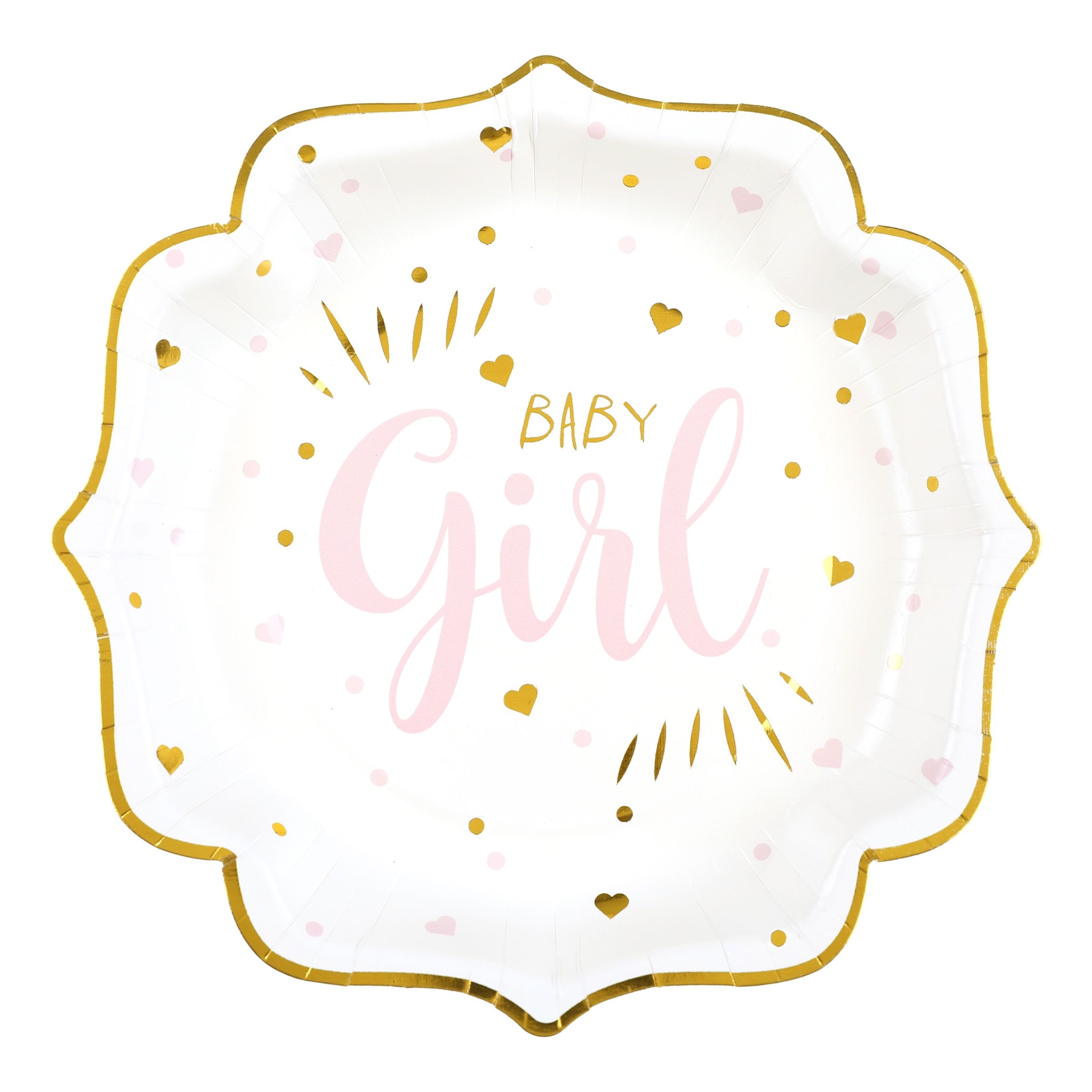 Baby Shower paptallerkner Pige Ø23 cm. - 8 stk.