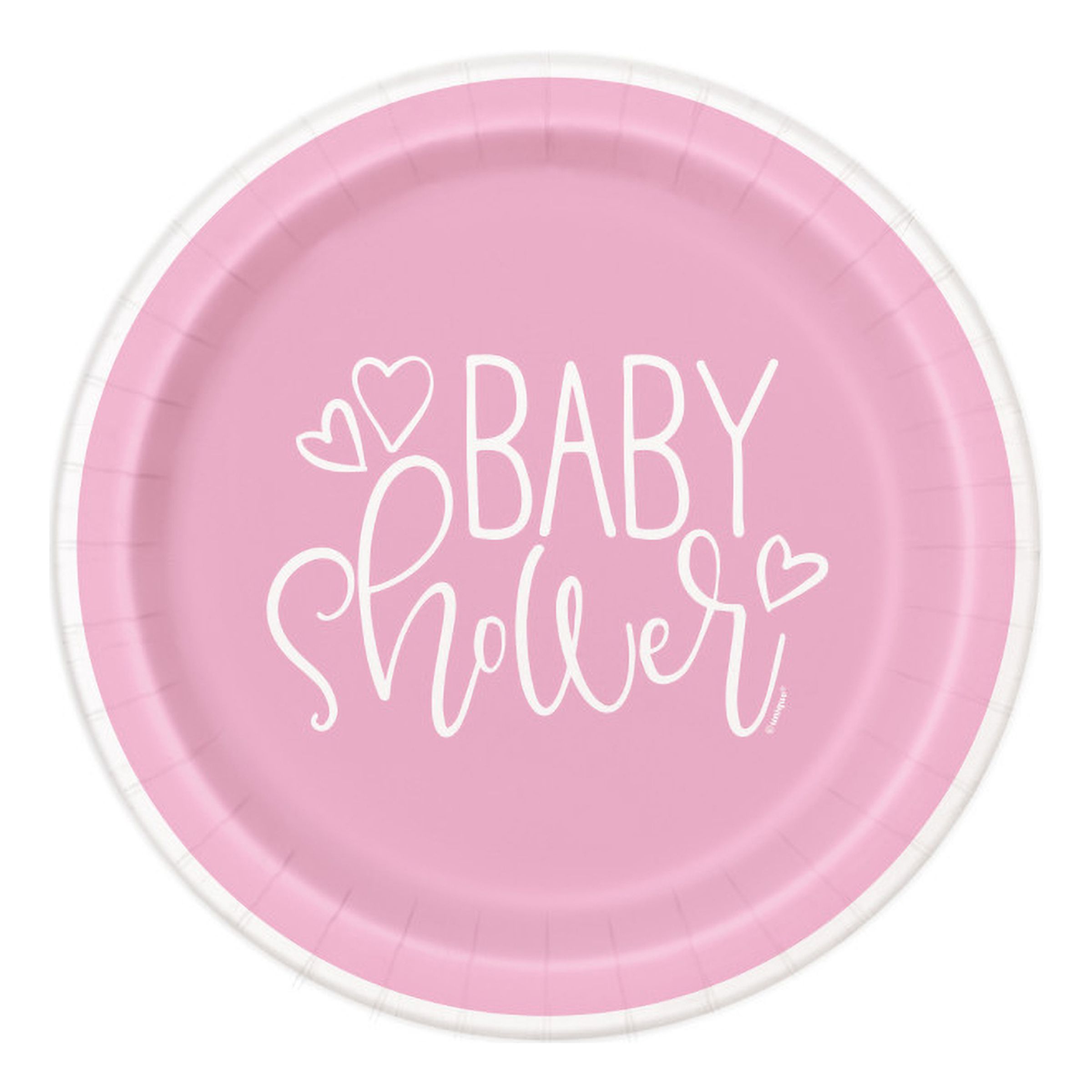 Paptallerkener Baby Shower Lyserød - 8-stk