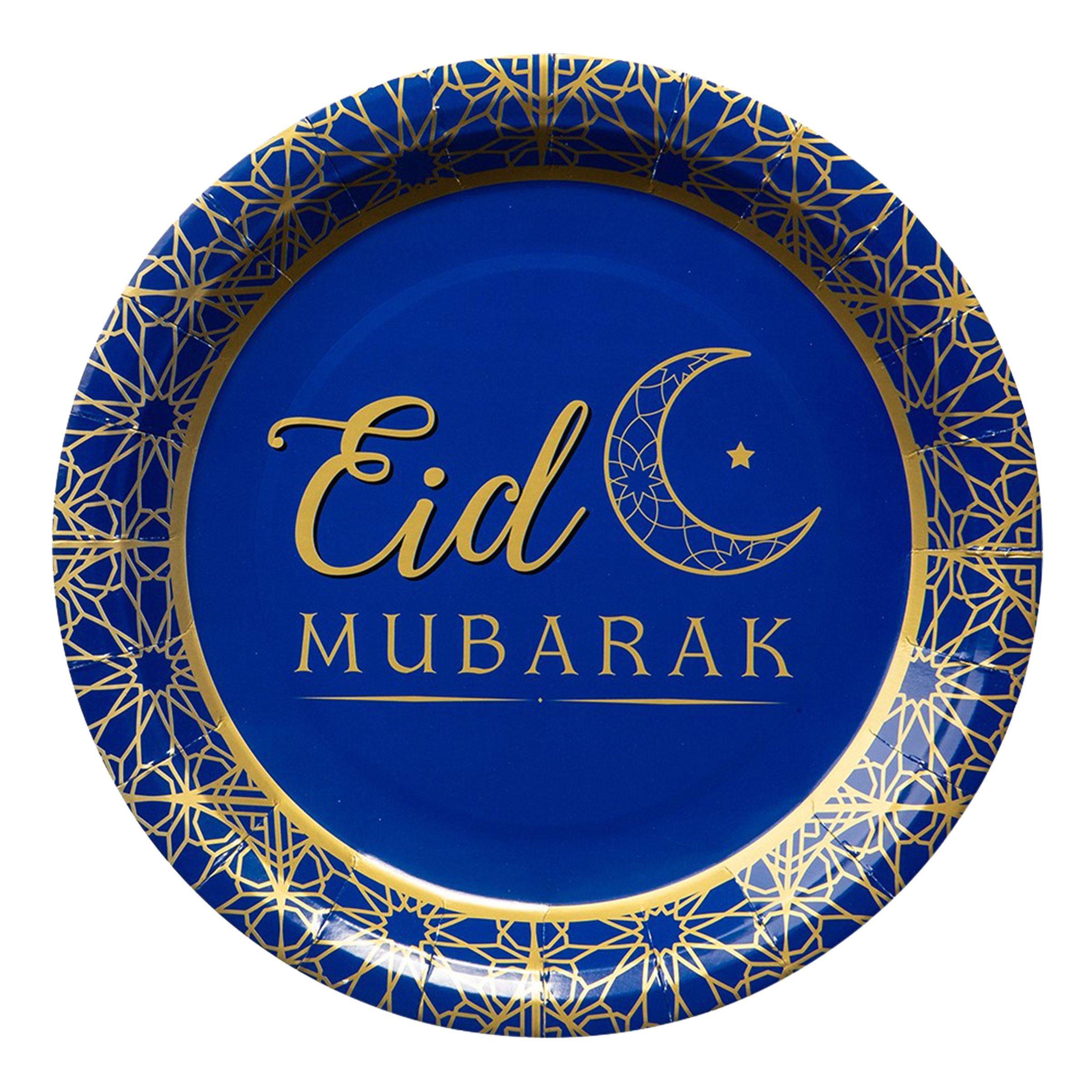 Eid Mubarak paptallerkner 8 stk. - Blå