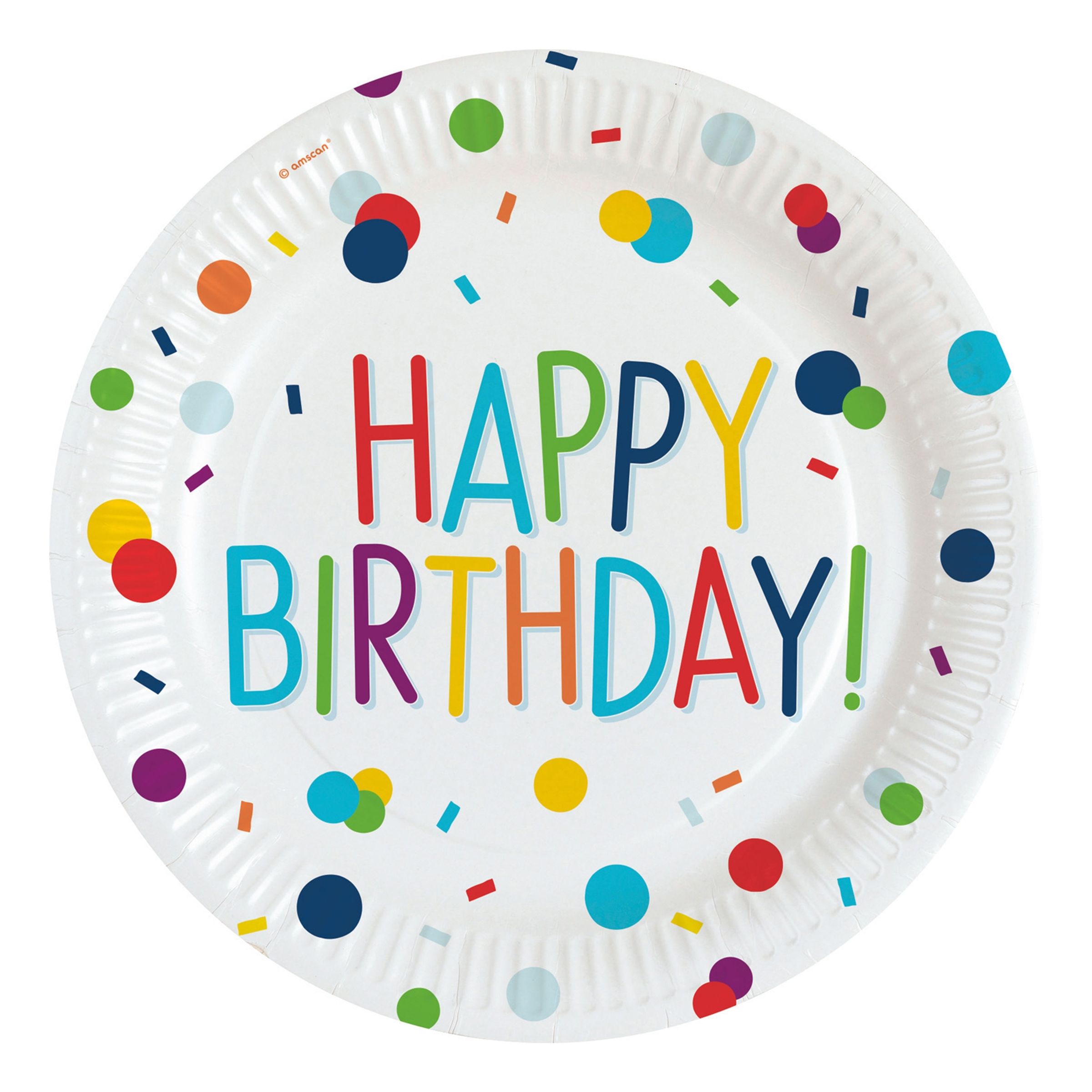 Paptallerkener Happy Birthday Konfetti - 8-pak