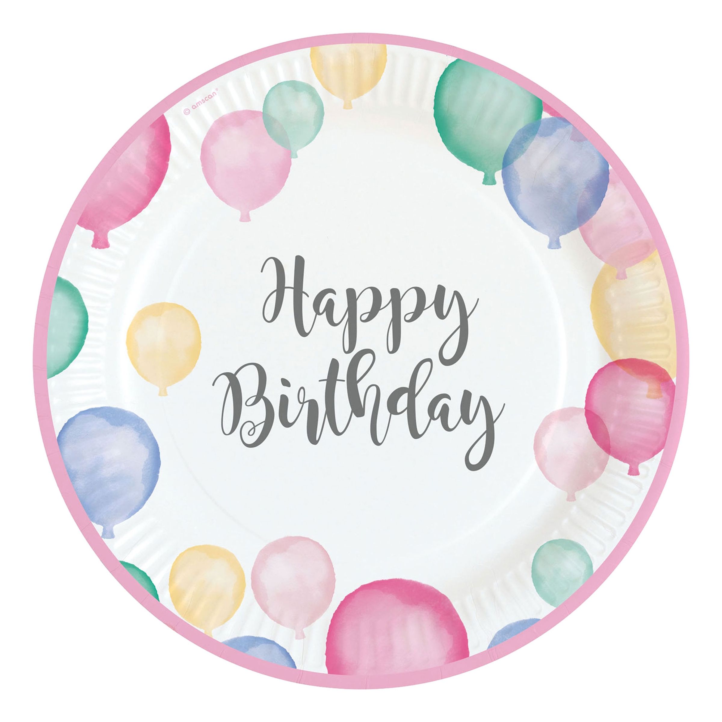 Paptallerkener Happy Birthday Pastel Mix - 8-pak