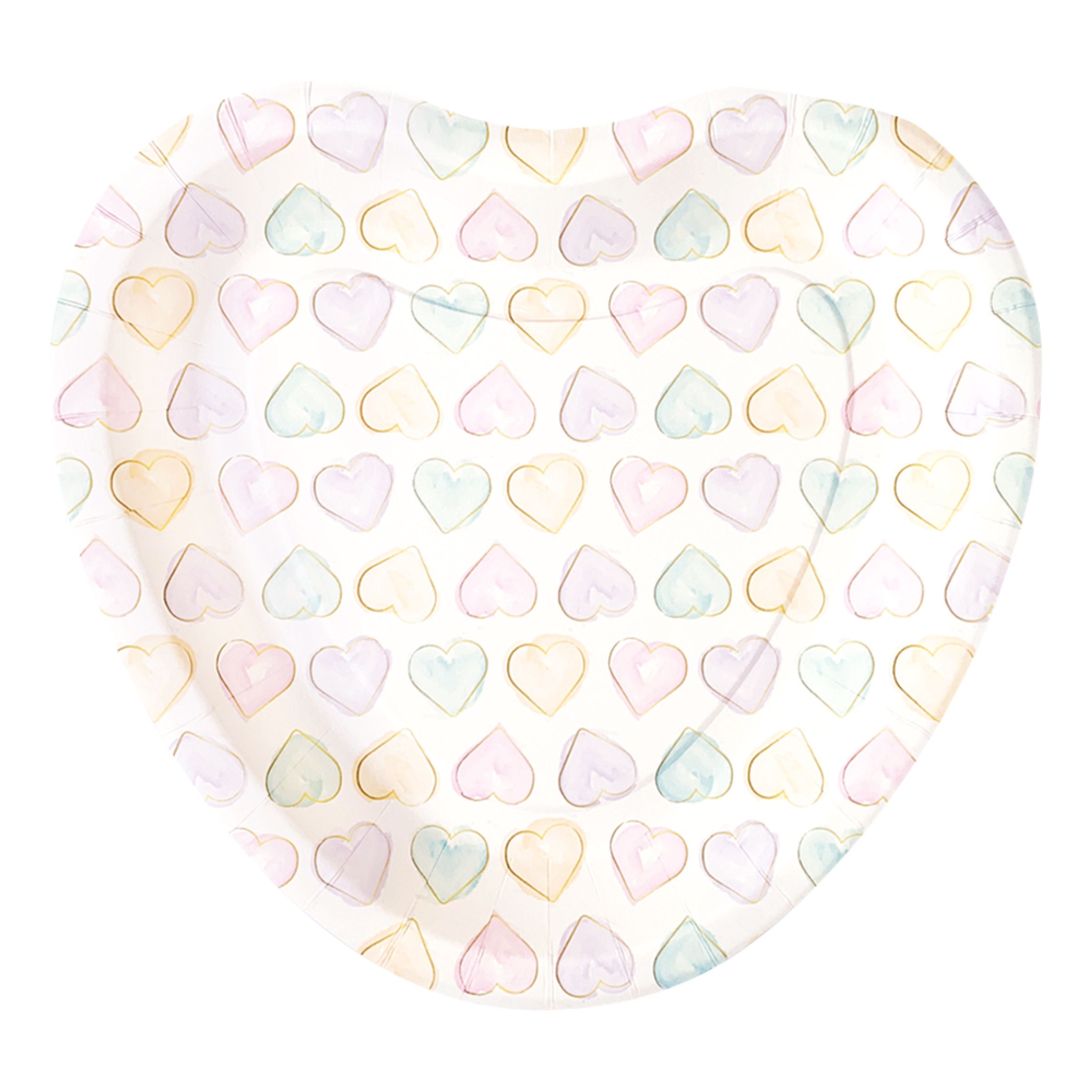 Paptallerkener Hjerter Watercolor - 8-pak