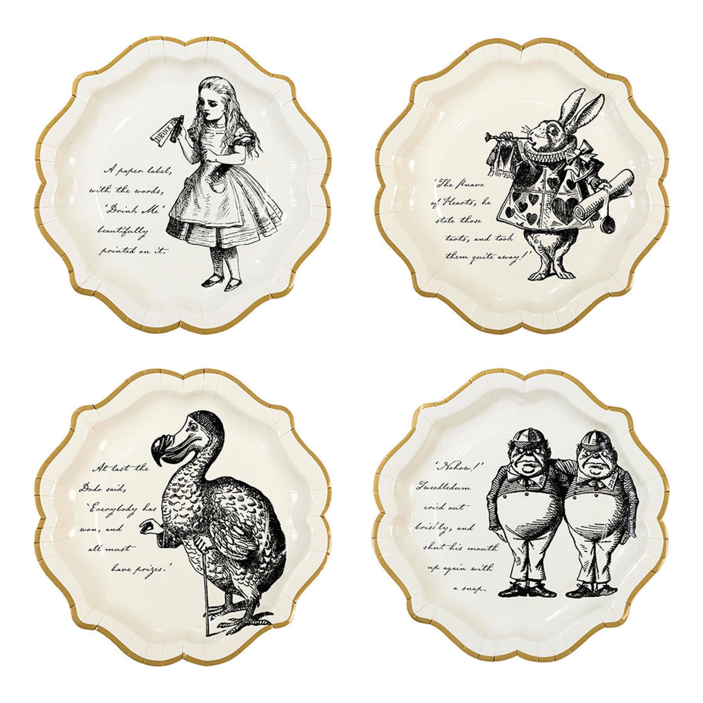 Paptallerkener Mad Hatter Alice Wonderland - 12-pak