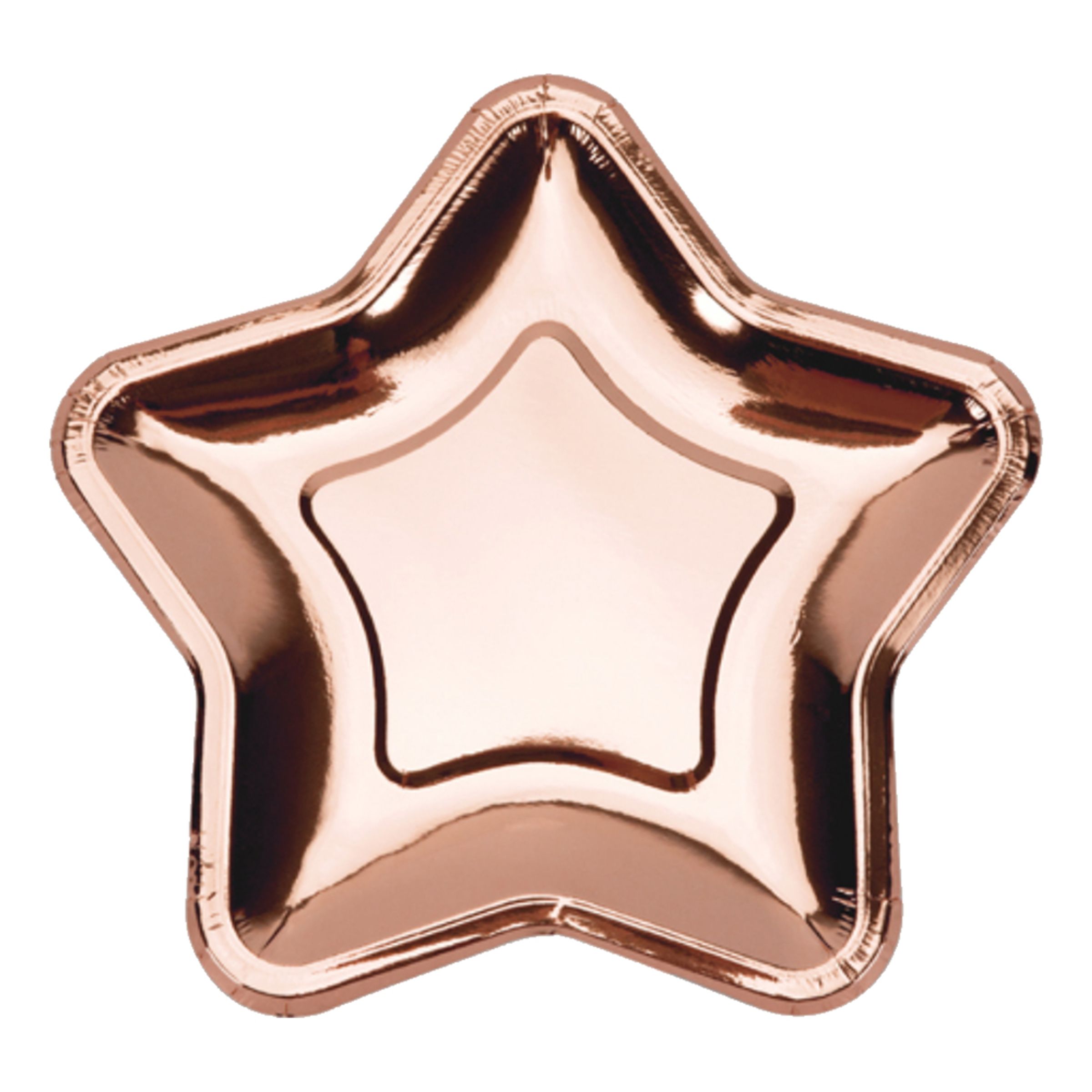 PartyDeco stjerneformede tallerkener lyserød/guld 18 cm 6 stk