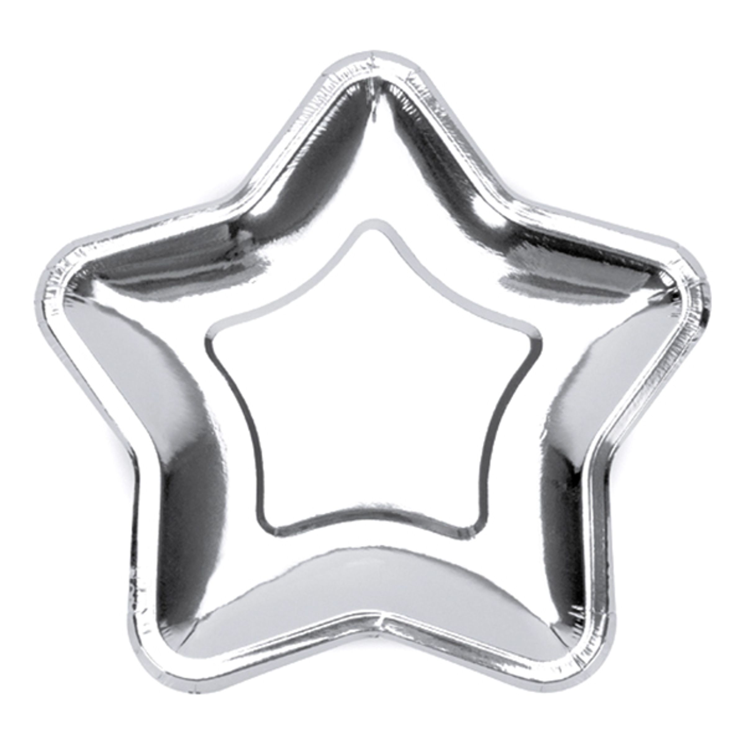 Paptallerkner Stjerne Sølv Metallic - 6-stk