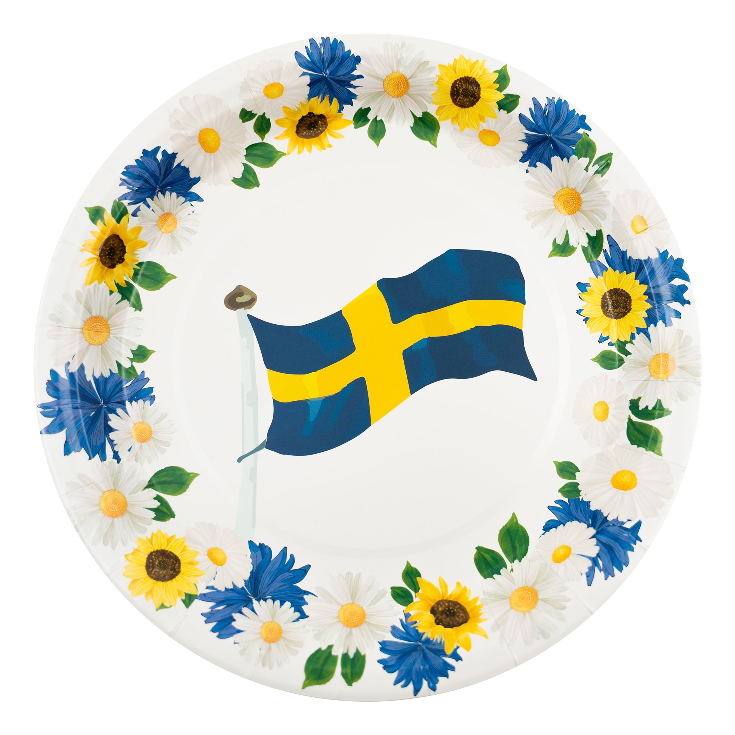Paptallerkener Svenske Blomster - 8-stk