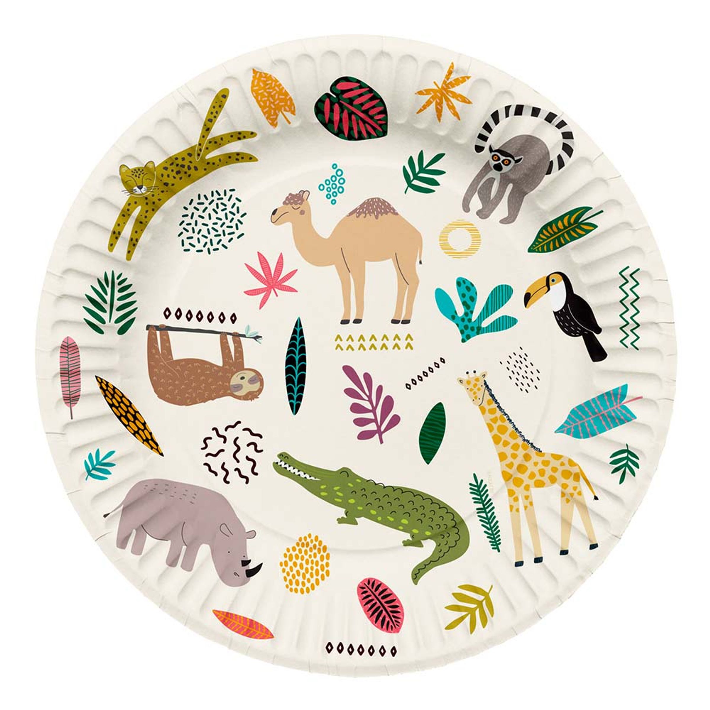 Papperstallrikar Zoo Party - 8-pack | Hem - Festartiklar - Dukning - Engångstallrikar | Pryloteket