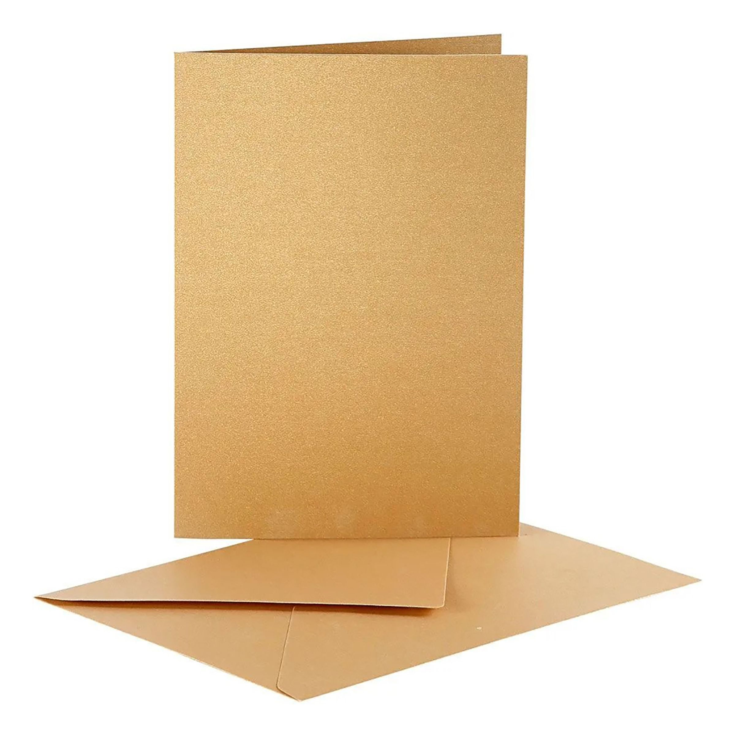 Perlemorskort Og Kuvert - Kort Str. 10,5x15 Cm - Kuvert Str. 11,5x16,5 Cm - Guld - 10 Sæt