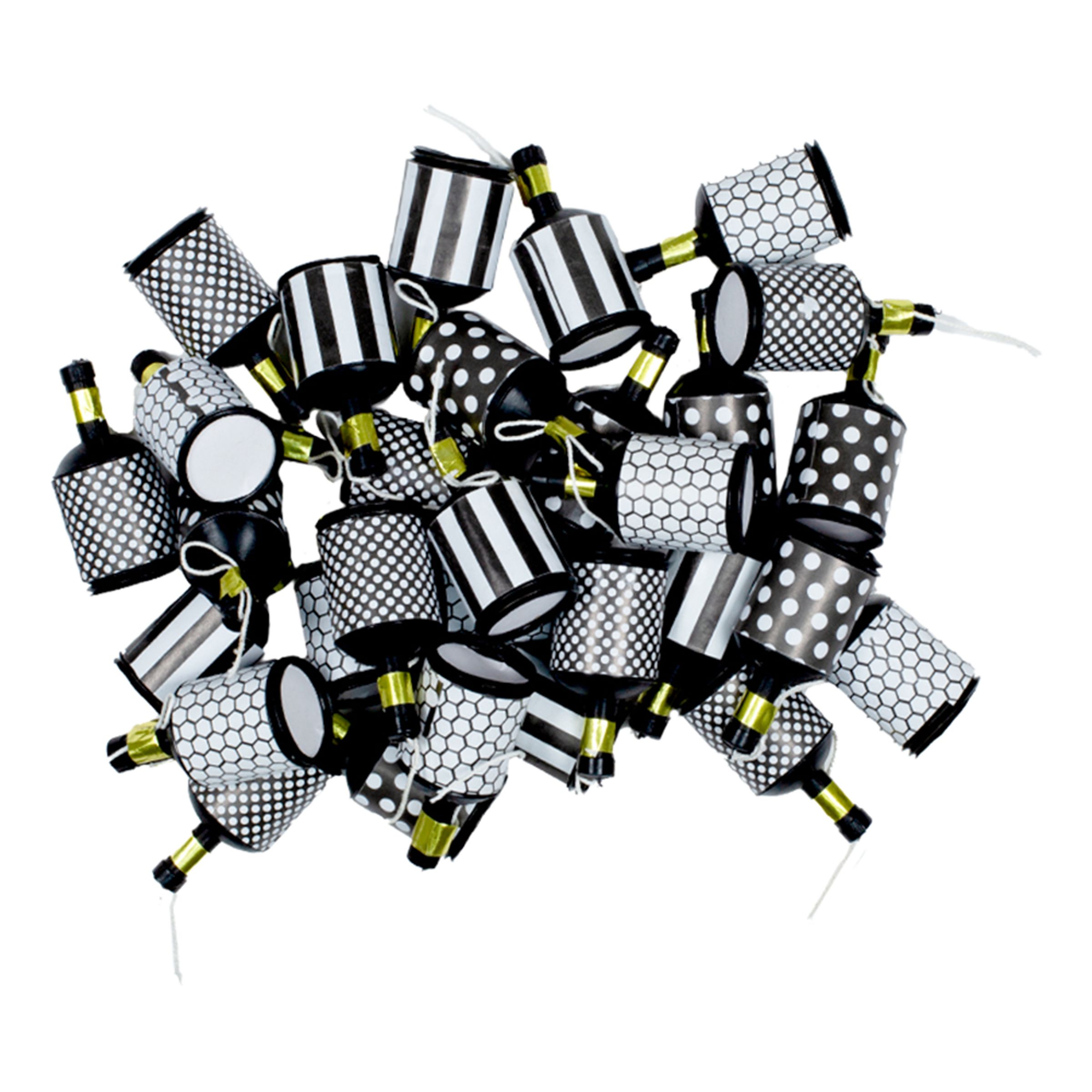 Party Poppers Sort/Hvid/Guld - 30-pak
