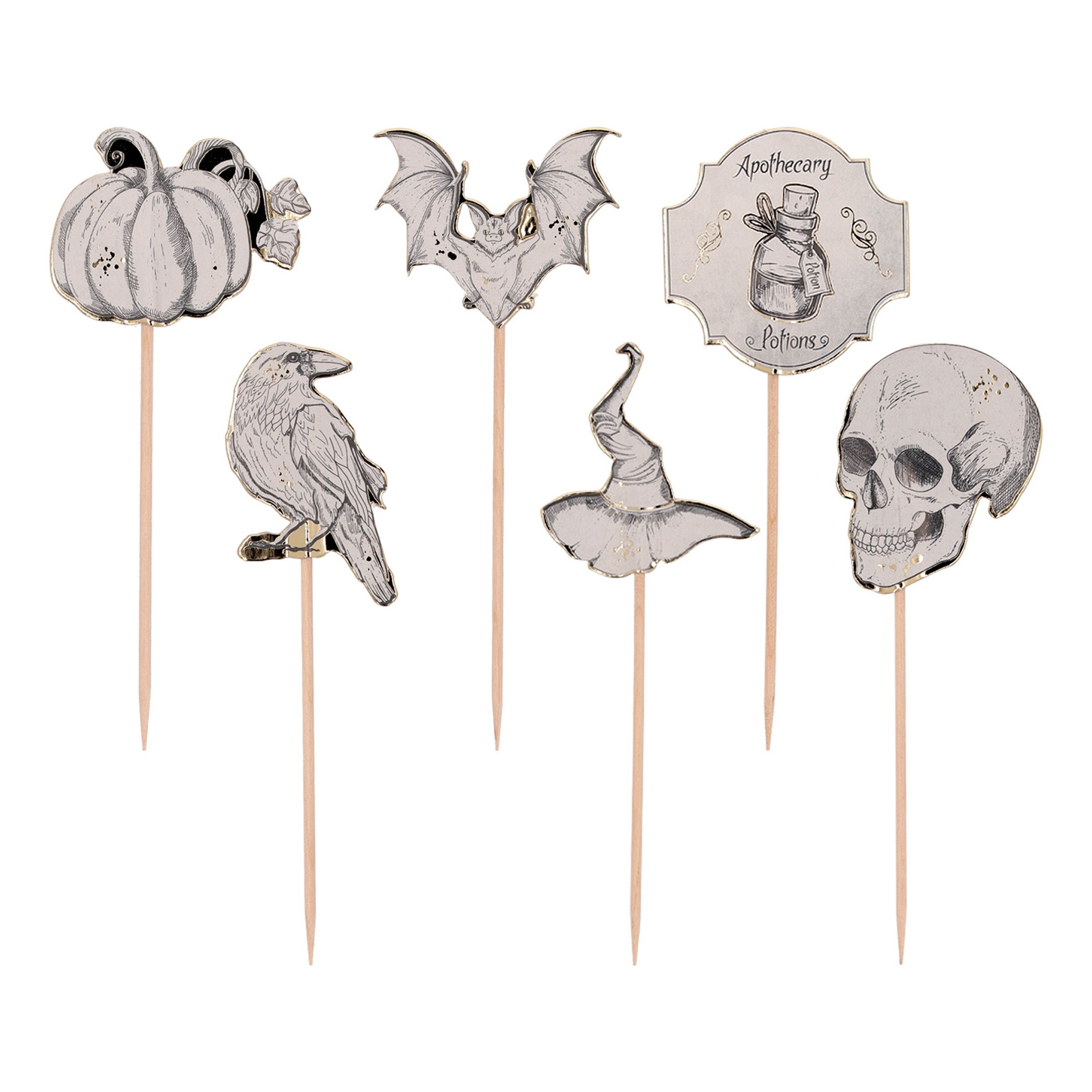 Partypicks Creepy Curiosities - 6-pack | Hem - Teman - Högtider - Halloween - Halloweendukning | Maskeradspecialisten
