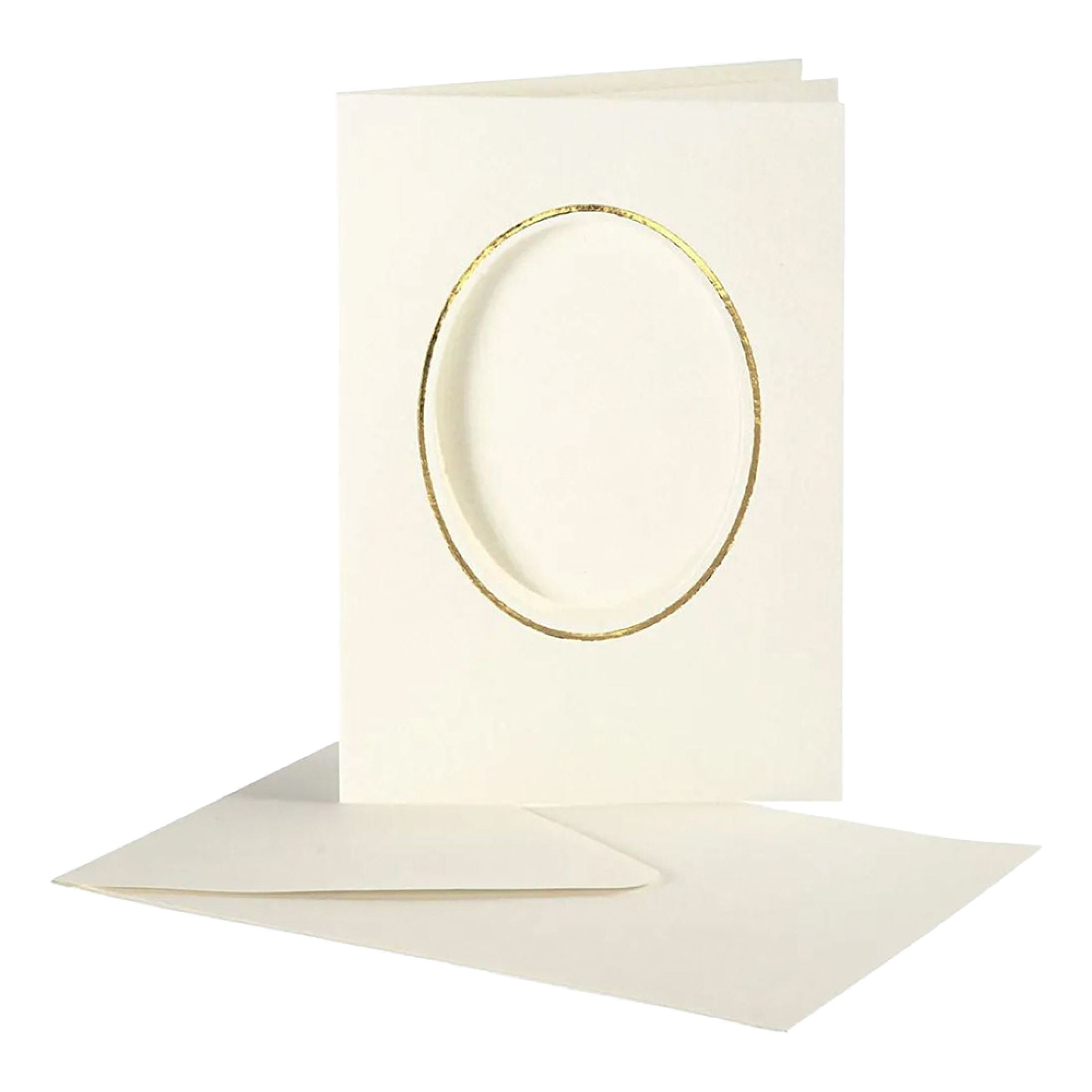 Passepartoutkort med Kuvert Oval Guld - 10-pack