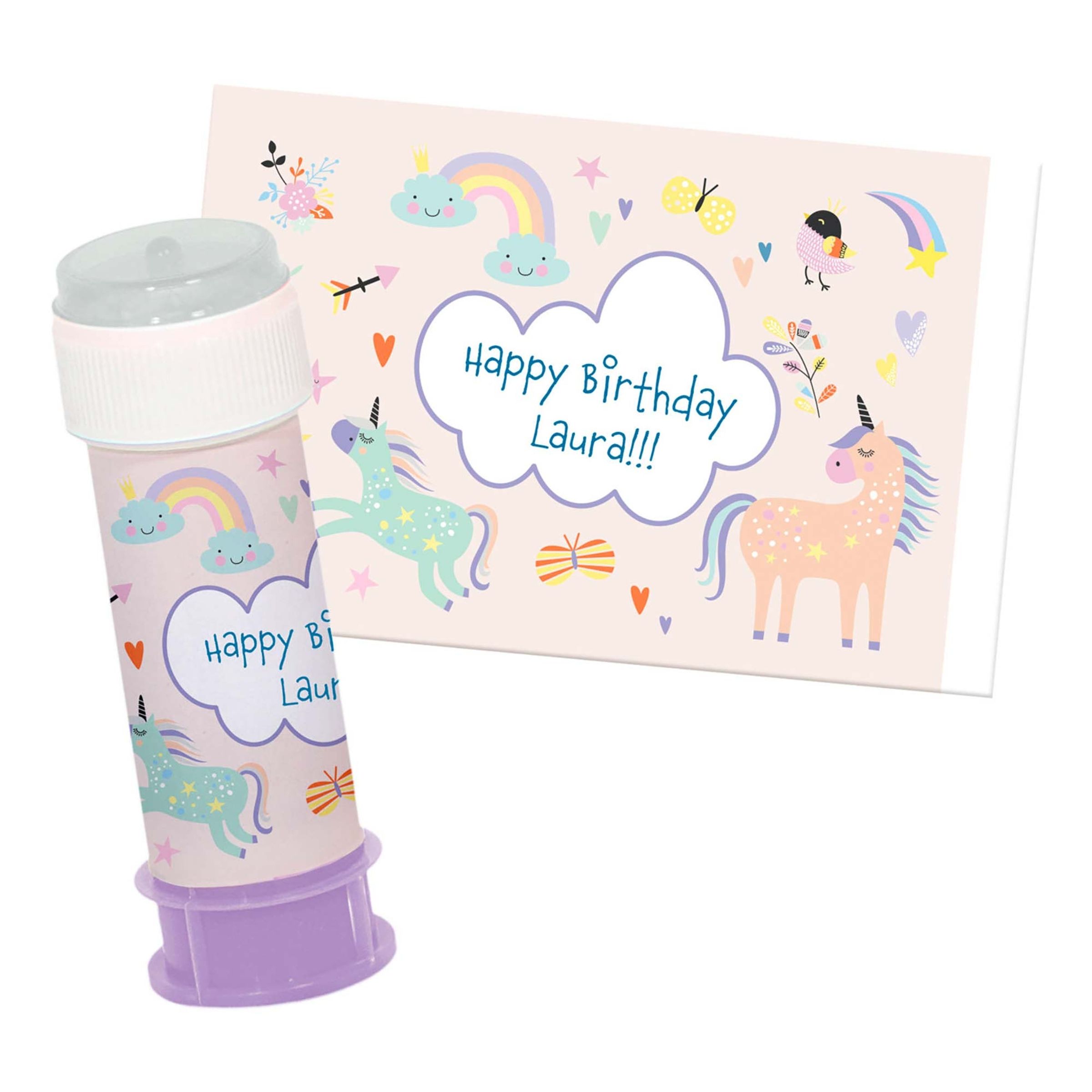 Personlige Stickers til Sæbebobler Unicorns & Rainbows - 6-pak