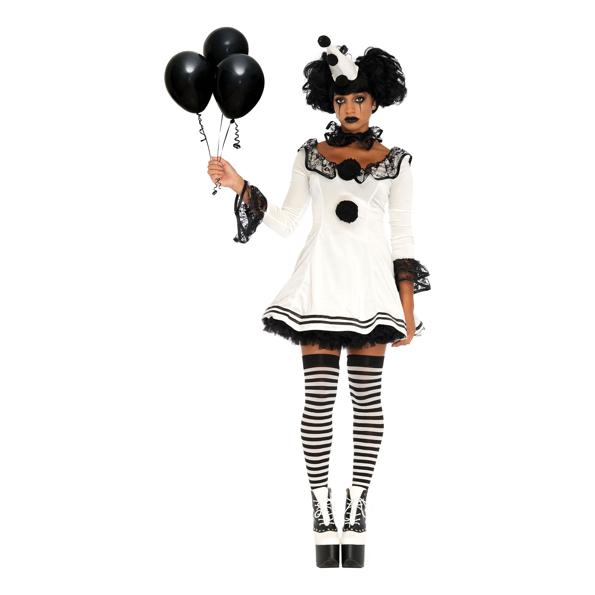 Pierrot Clown Dam Maskeraddräkt - Small/Medium
