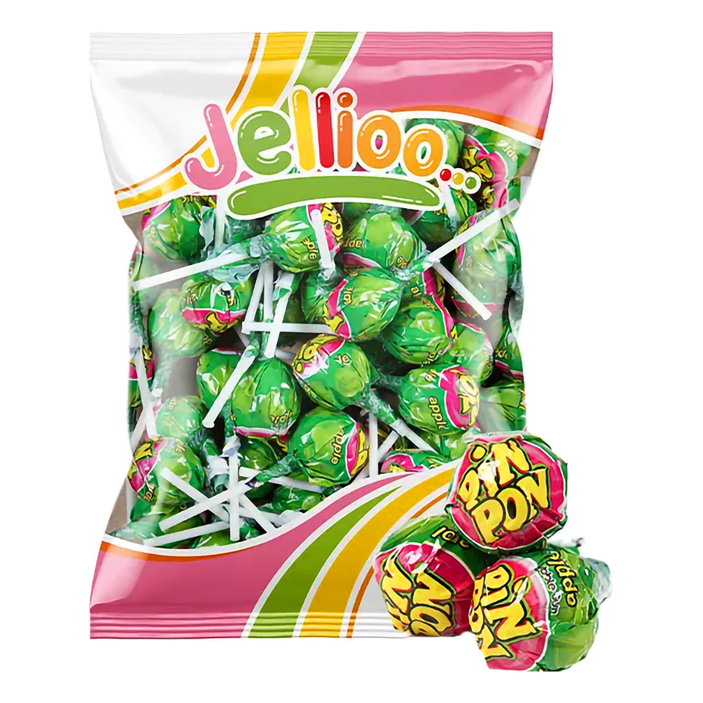 Pin Pon Lollipop Gum Sour Green Apple Storpack - 1 kg | Hem - Godis & Läsk - Godis - Tuggummi och Pastiller | Maskeradspecialisten