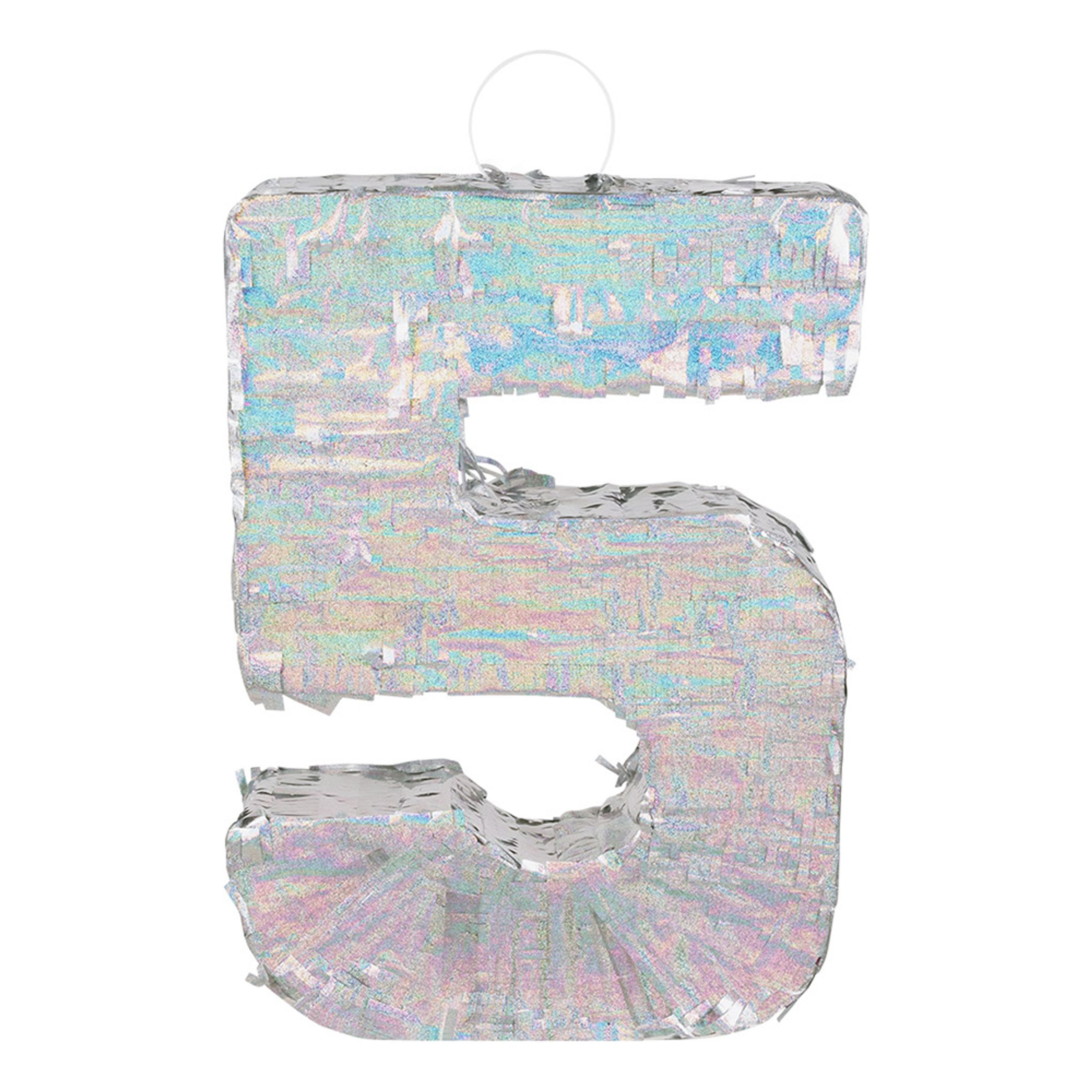 Piñata Tal Sølv Holografisk - Tal 5