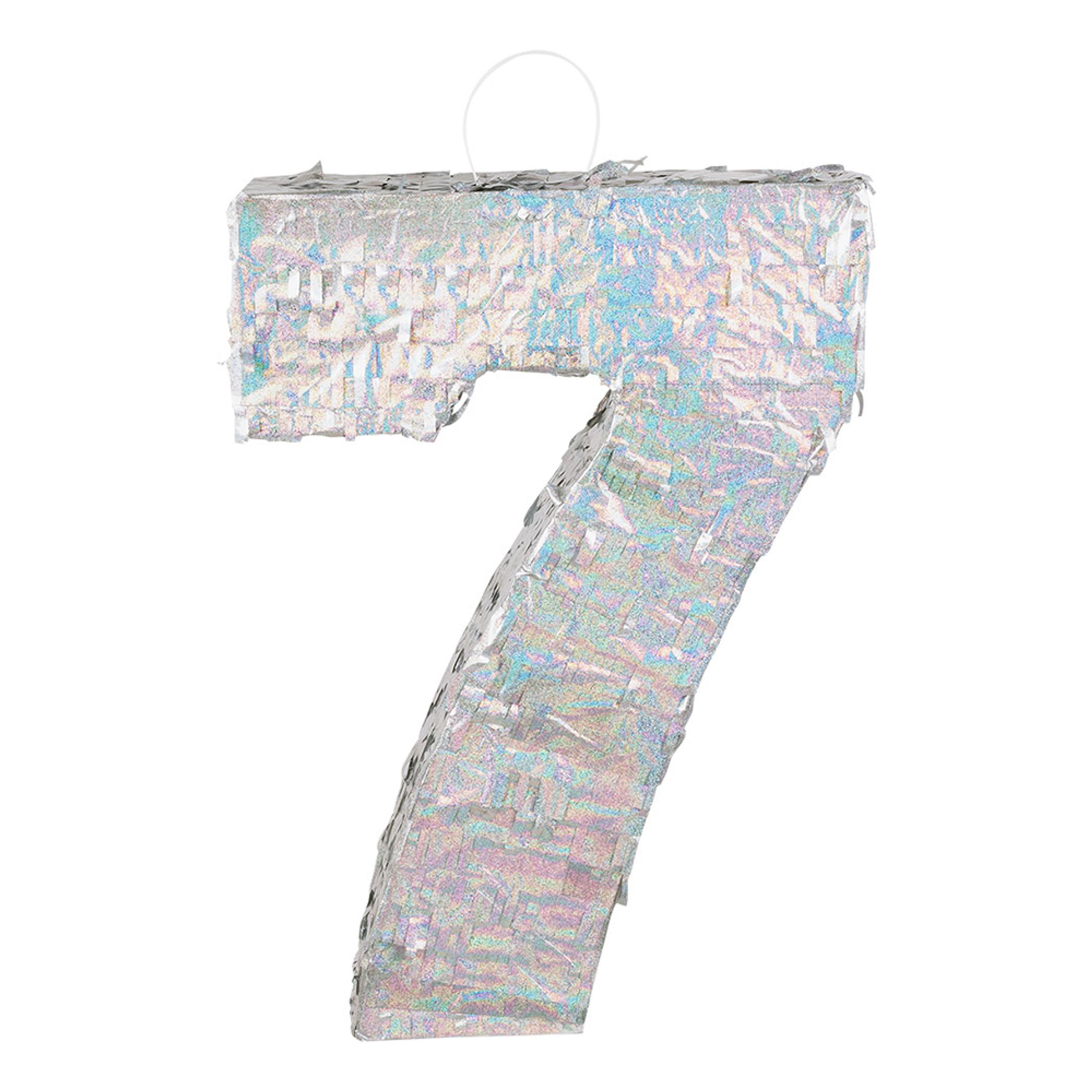 Piñata Tal Sølv Holografisk - Tal 7