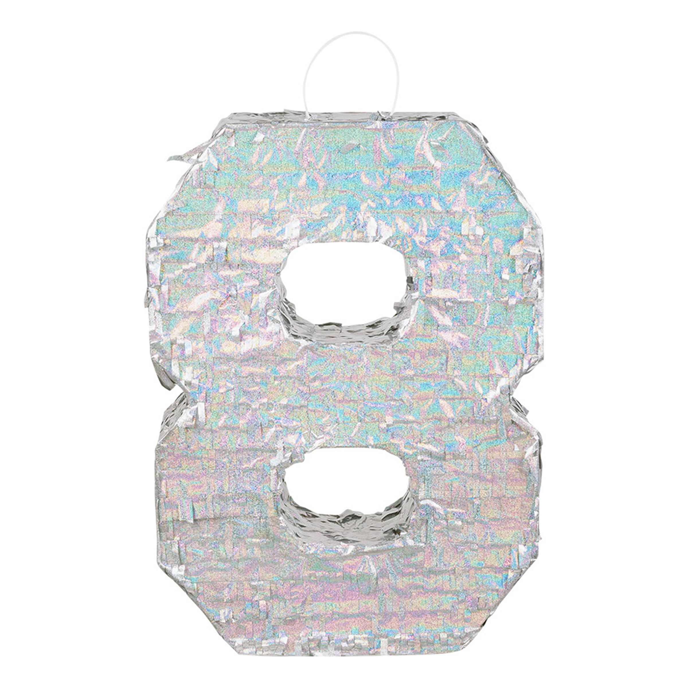 Piñata Tal Sølv Holografisk - Tal 8