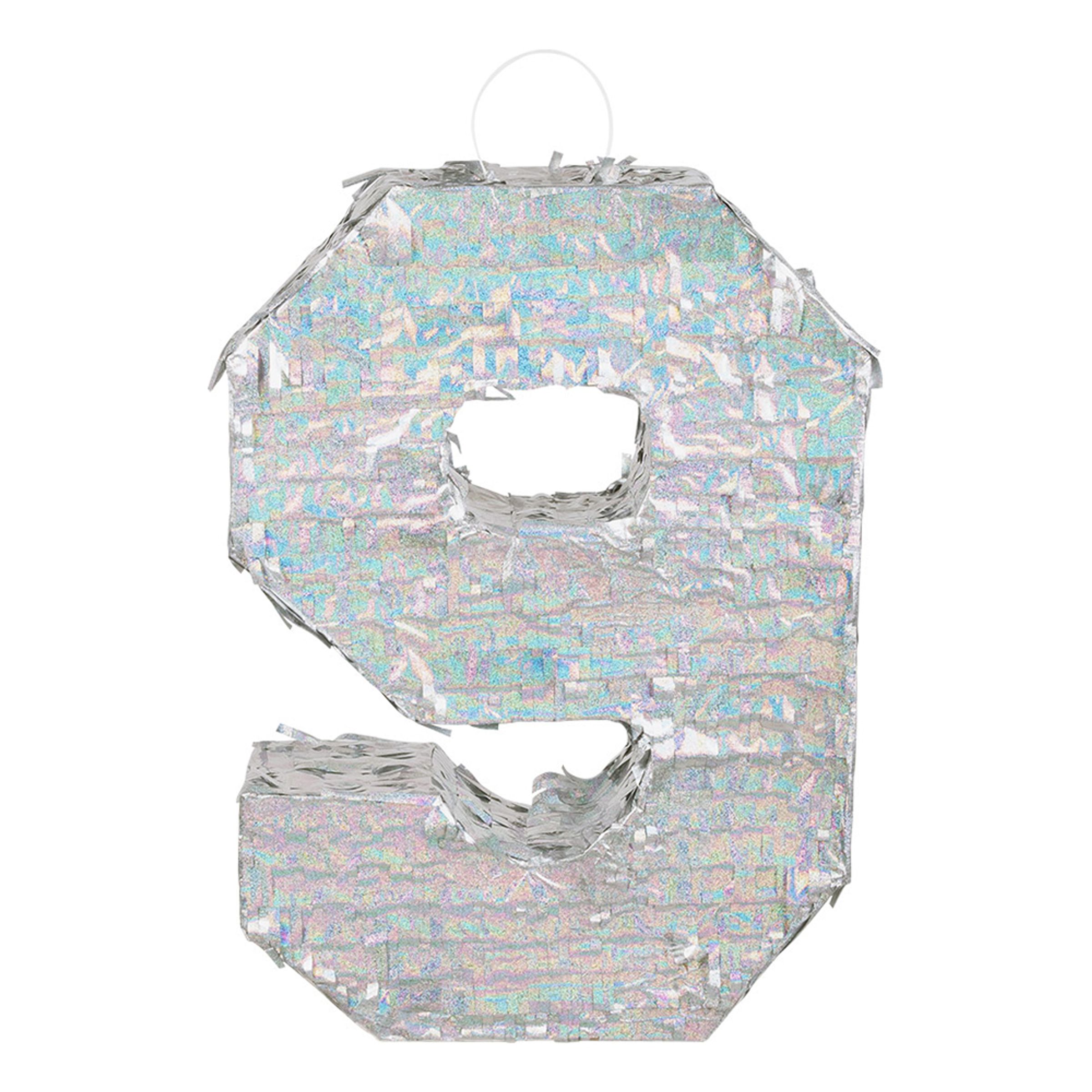 Piñata Tal Sølv Holografisk - Tal 9