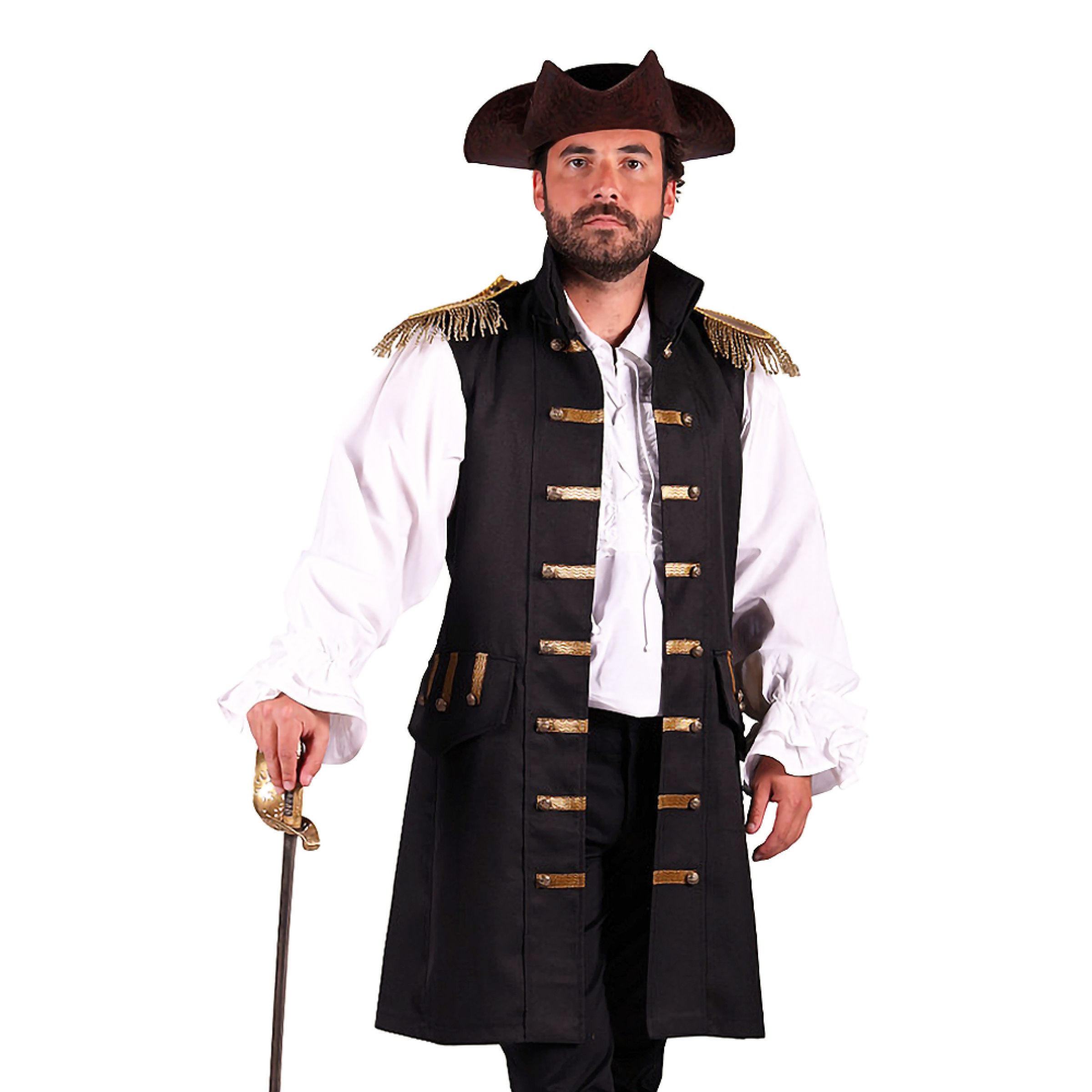 Piratvest Sort Herre Deluxe - XXX-Large