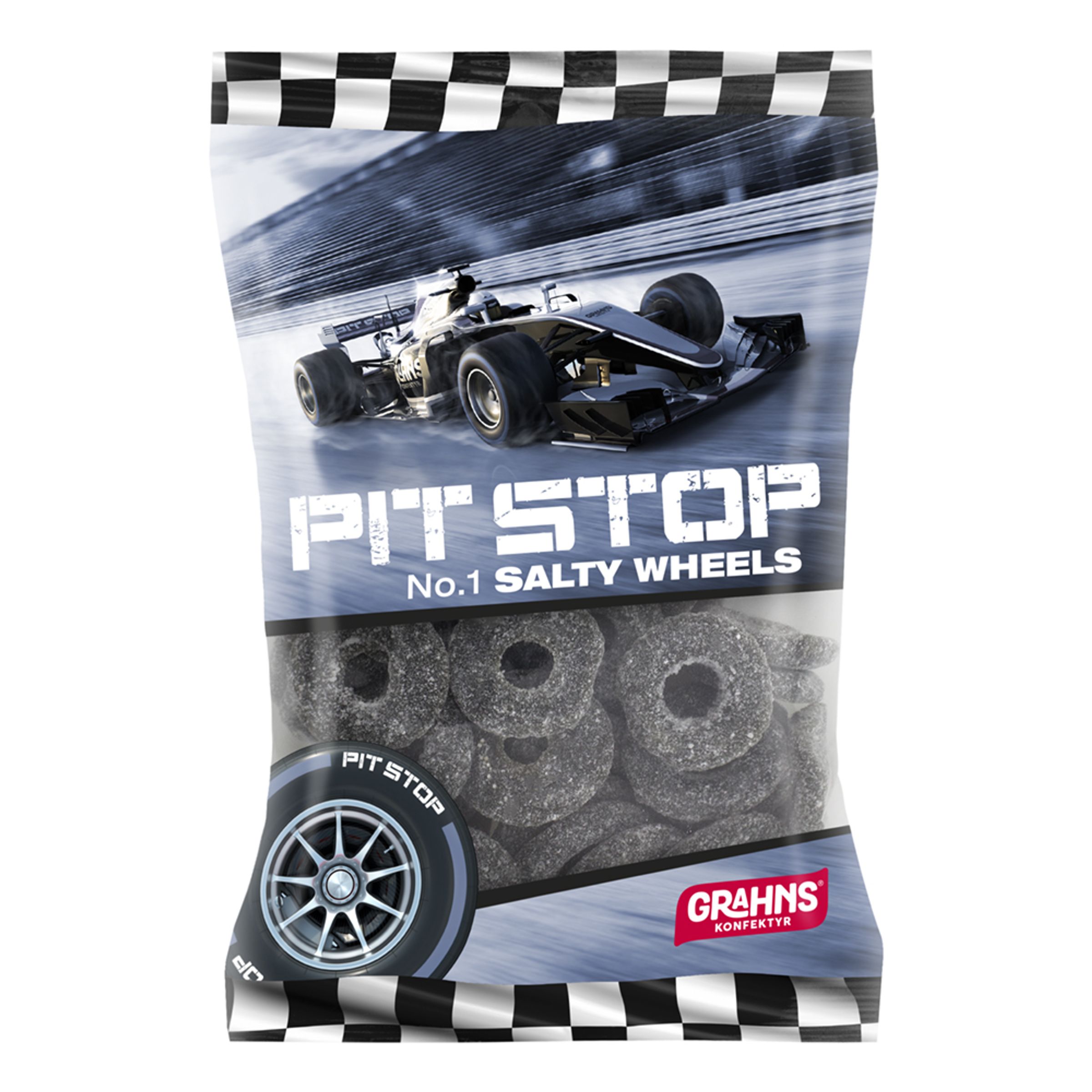 Pit Stop Salty Wheels - 100 g | Hem - Godis & Läsk - Godis - Lakrits | Maskeradspecialisten
