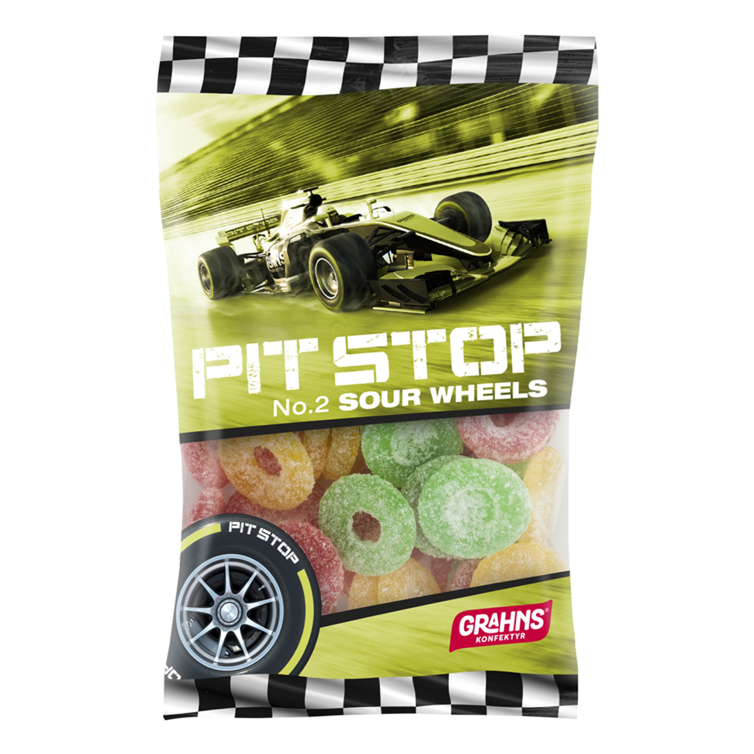 Pit Stop Sour Wheels - 100 g | Hem - Godis & Läsk - Godis - Surt Godis | Maskeradspecialisten