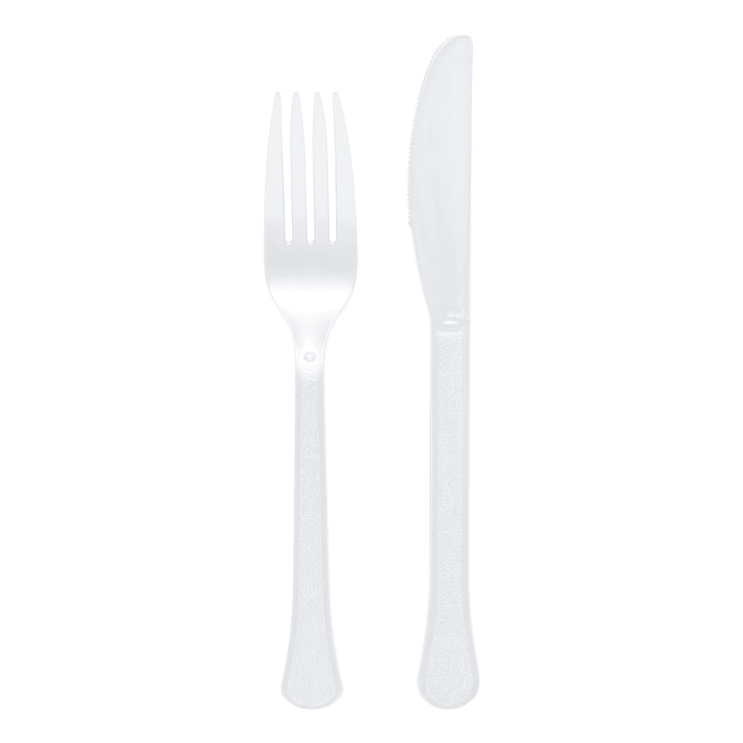 Genanvendeligt plastikbestik 24 dele Hvide knive og gafler