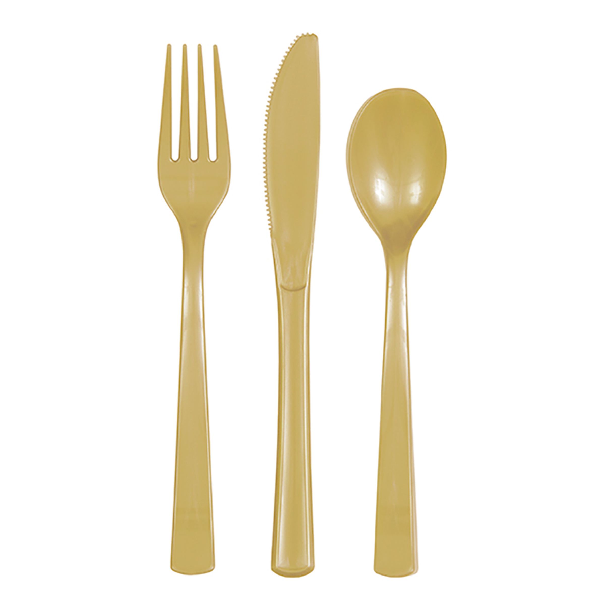 Genanvendelige Plastbestik Guld - 18-pak