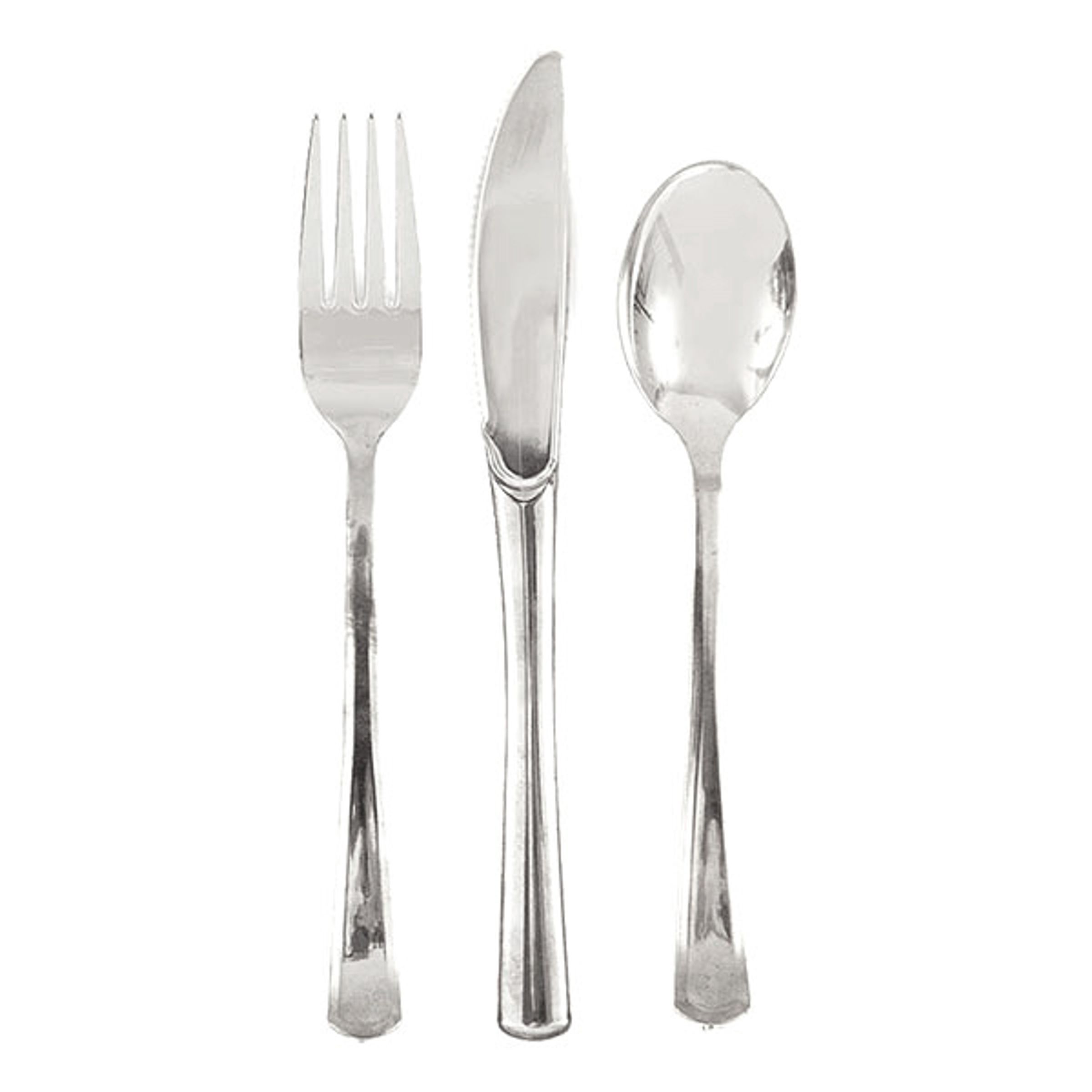 Sølv Metallisk Plastbestik - 18-pak