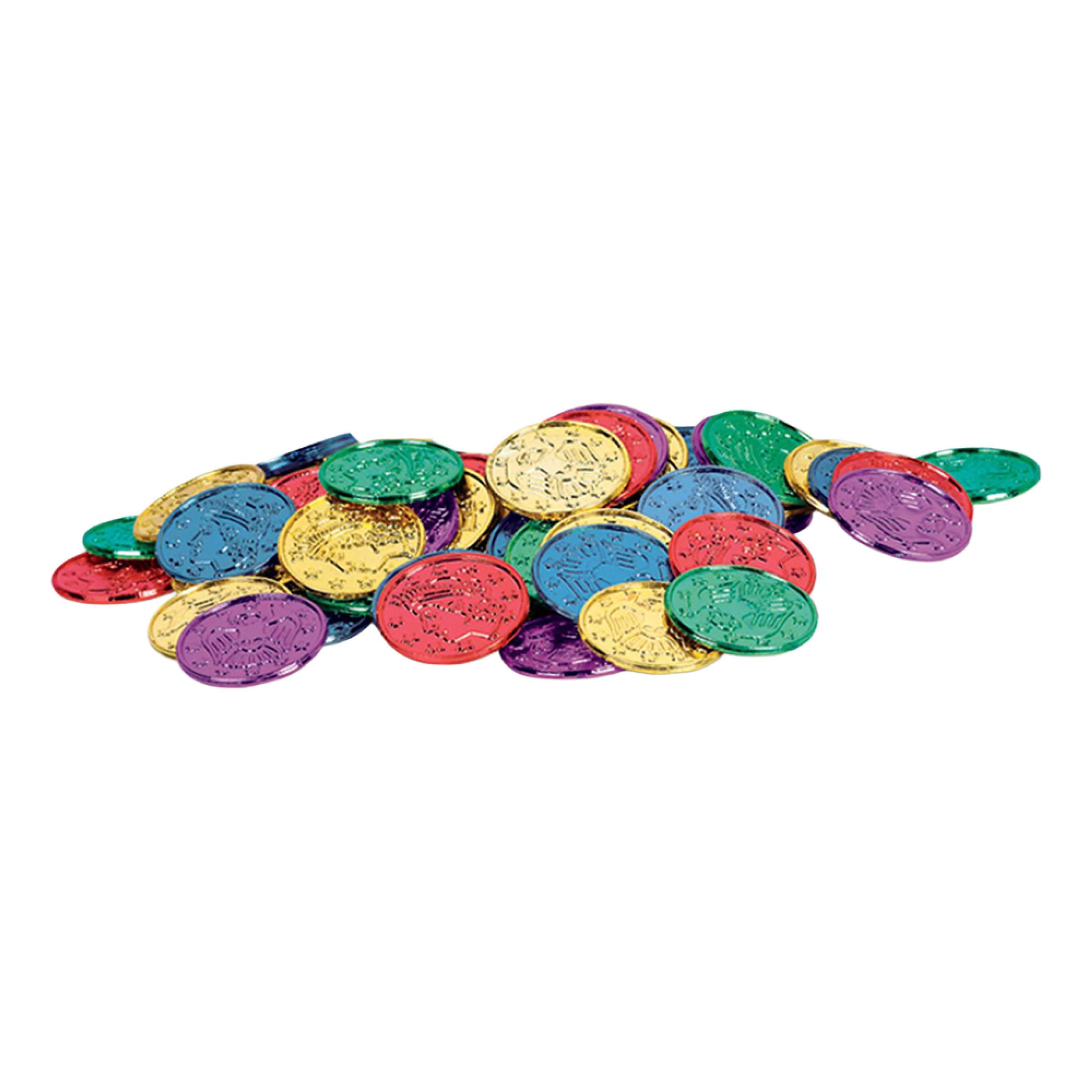 Plastmønt Flerfarvet - 100-pak
