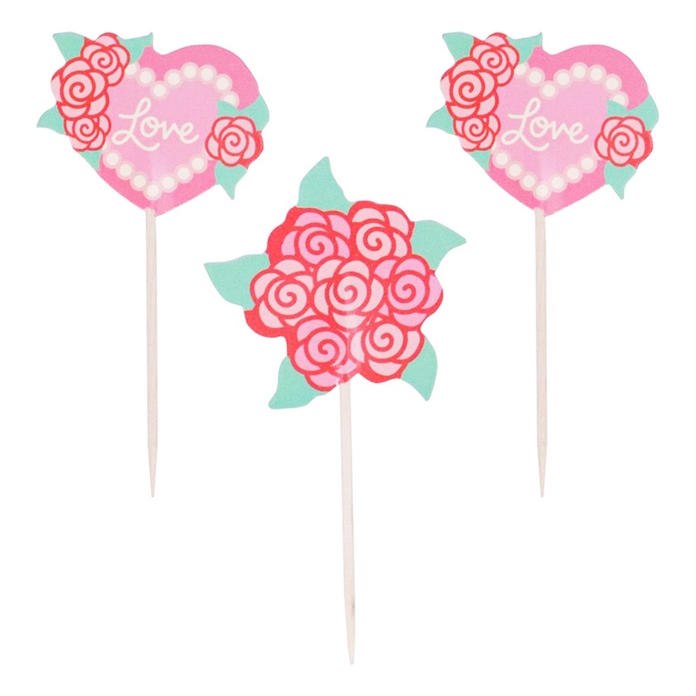 PME Kagedekorationer Love Roses - 24-pak