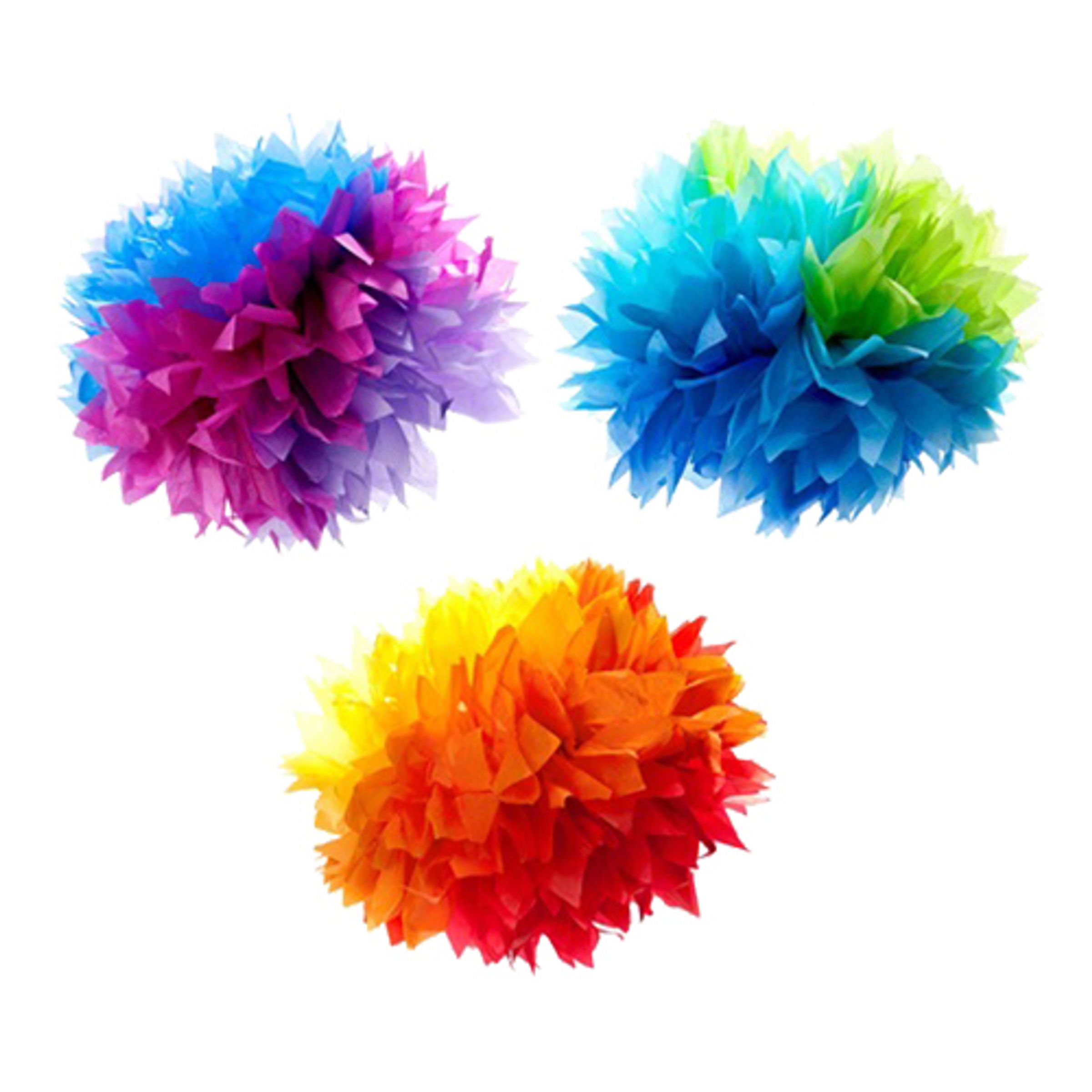 Pom Poms Regnbåge Hängande Dekoration - 3-pack | Hem - Teman - Evenemang - Pride | Maskeradspecialisten