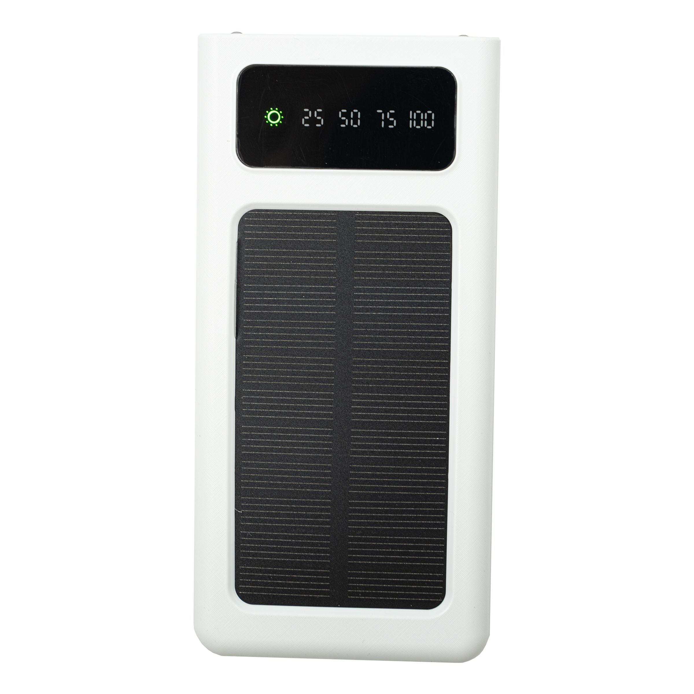 Powerbank med Solcelleoplader - Hvid