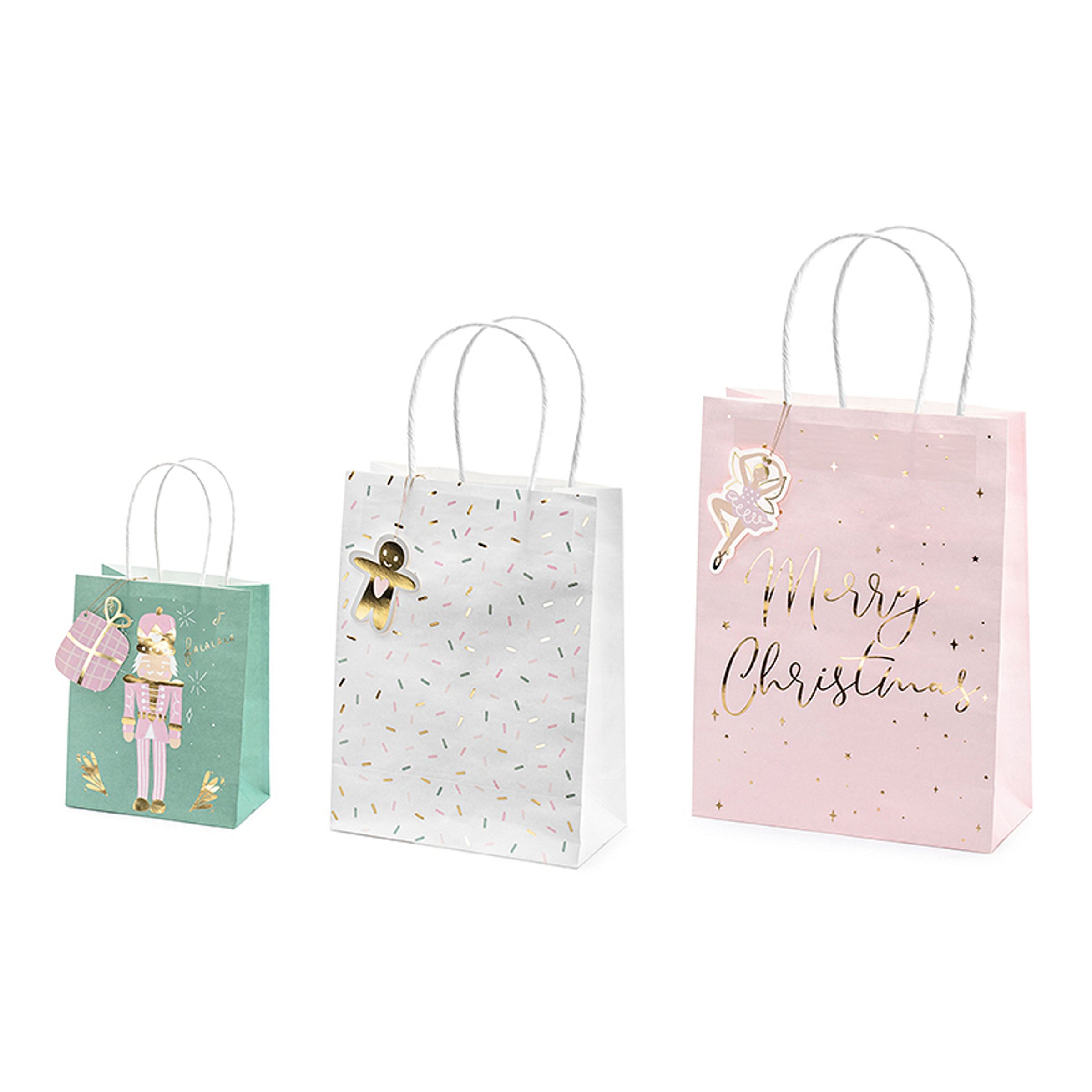 Presentpåsar Merry Christmas Mix - 3-pack | Hem - Festartiklar - Presentinslagning - Presentpåsar | Party Outlet
