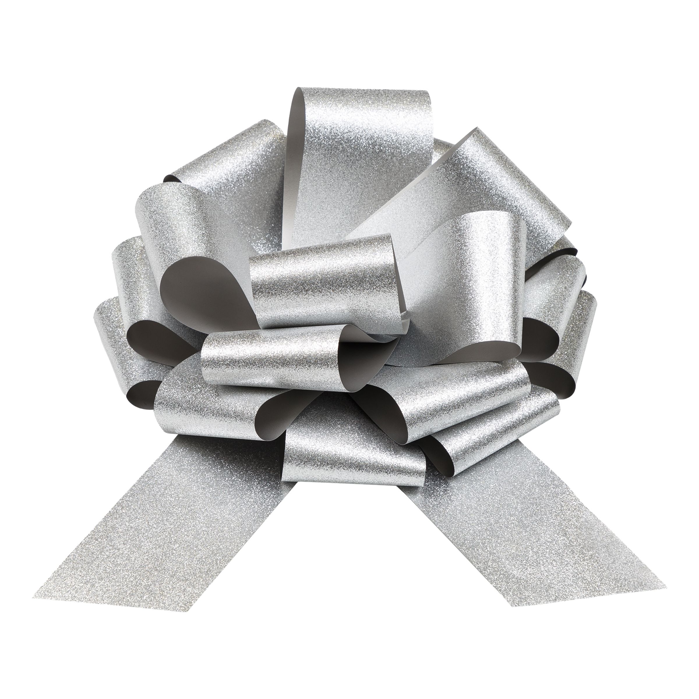 Sølv glimmer sløjfe, 30 cm