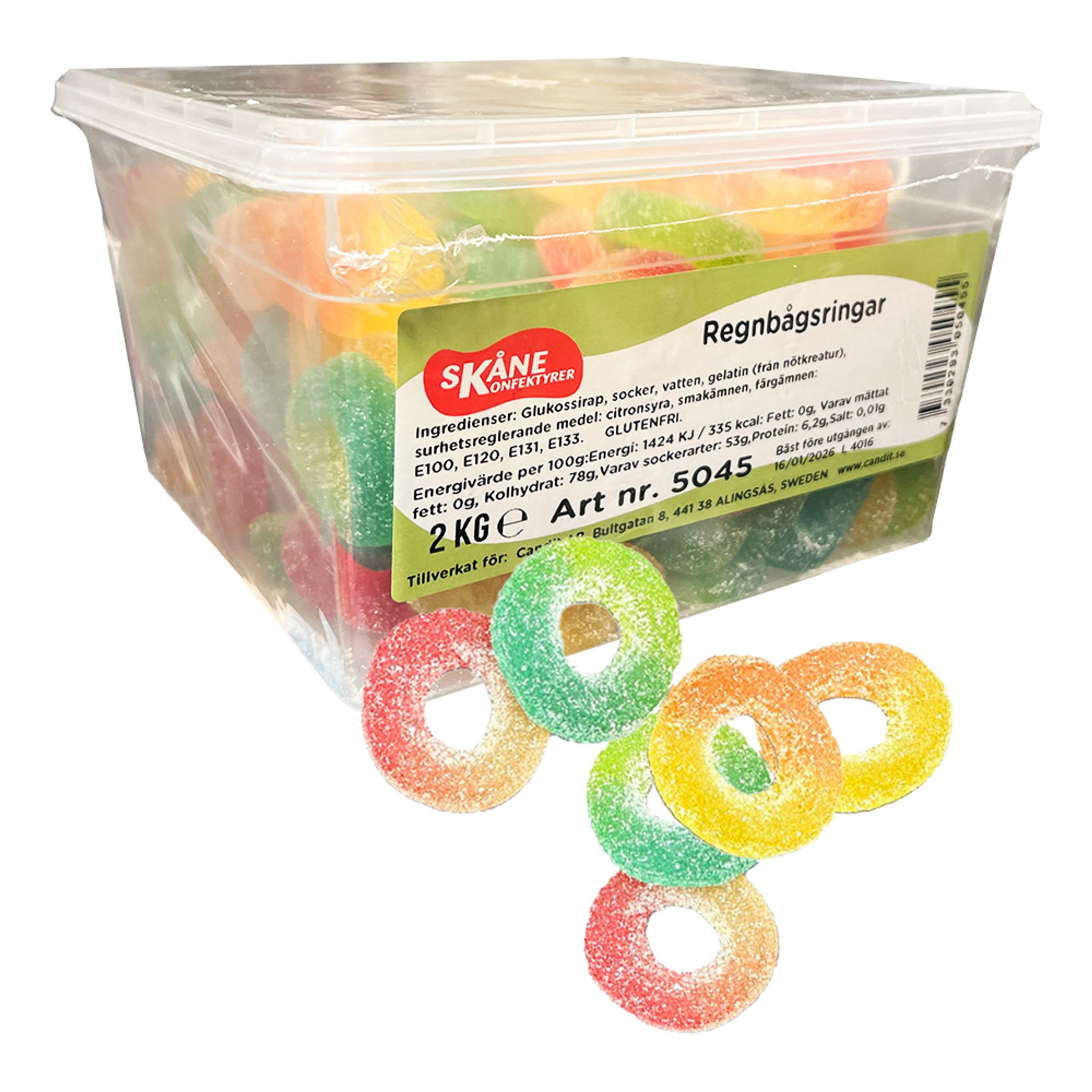 Skåne Konfektyrer Regnbågsringar Storpack - 2 kg | Hem - Godis & Läsk - Godis - Gelégodis | Maskeradspecialisten
