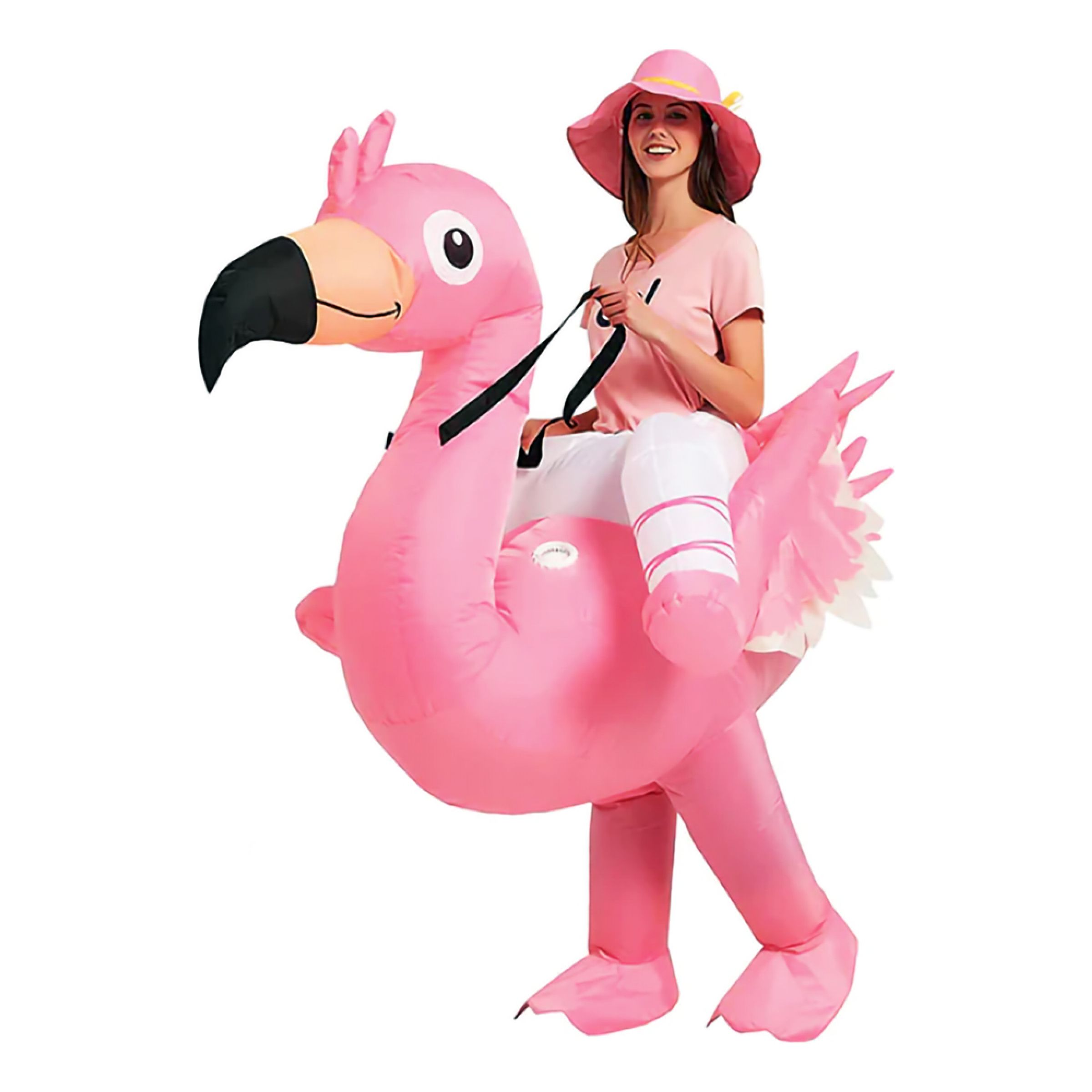 Ridende Flamingo Oppusteligt Kostume - One size