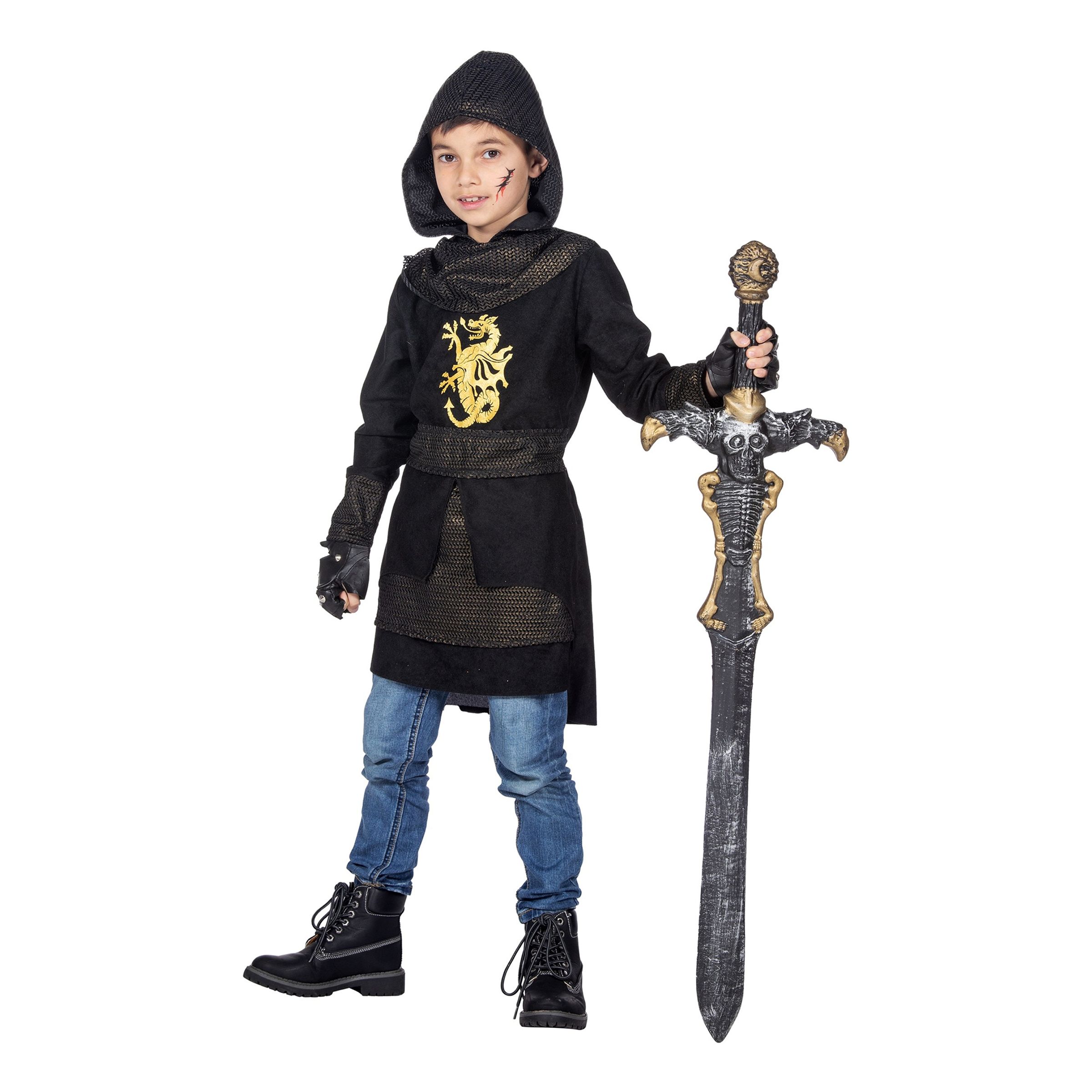 Riddare Svart/Guld Barn Maskeraddräkt - XX-Large | Hem - Maskerad - Maskeraddräkter - Barndräkter | Maskeradspecialisten
