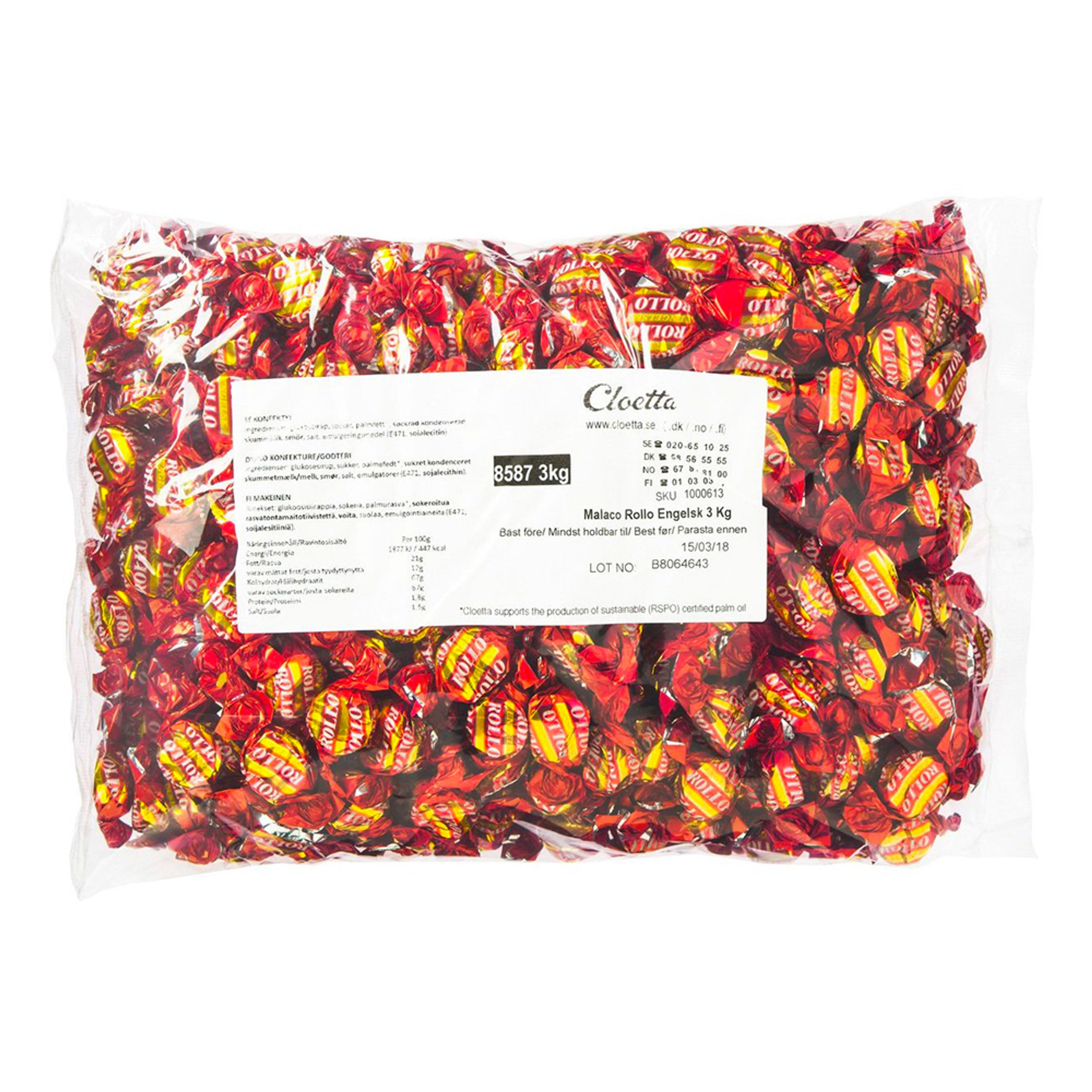 Rollo Engelsk Storpack - 2,5 kg | Hem - Godis & Läsk - Godis - Kola | Maskeradspecialisten