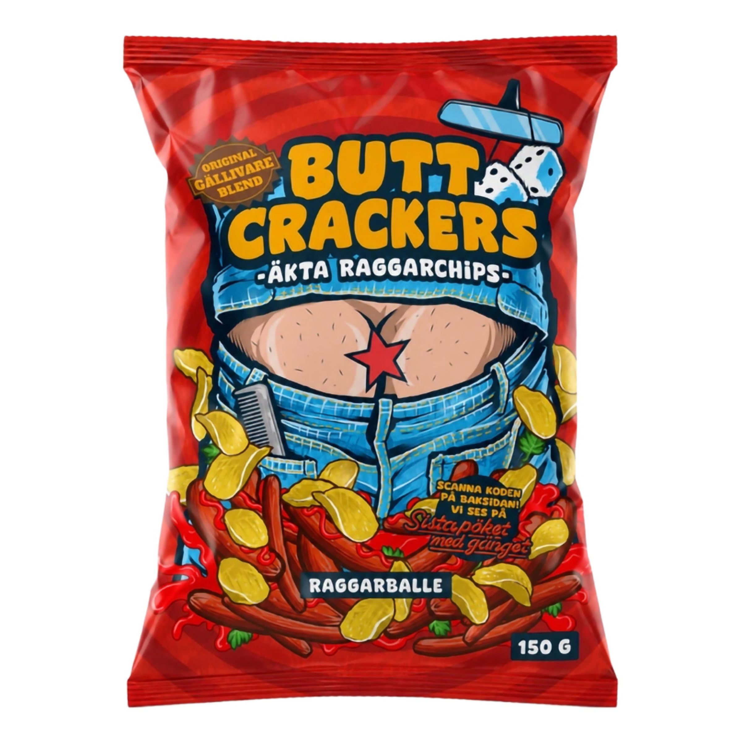 Ronny & Ragge Butt Crackers Chips Pølse med Brød - 150 g