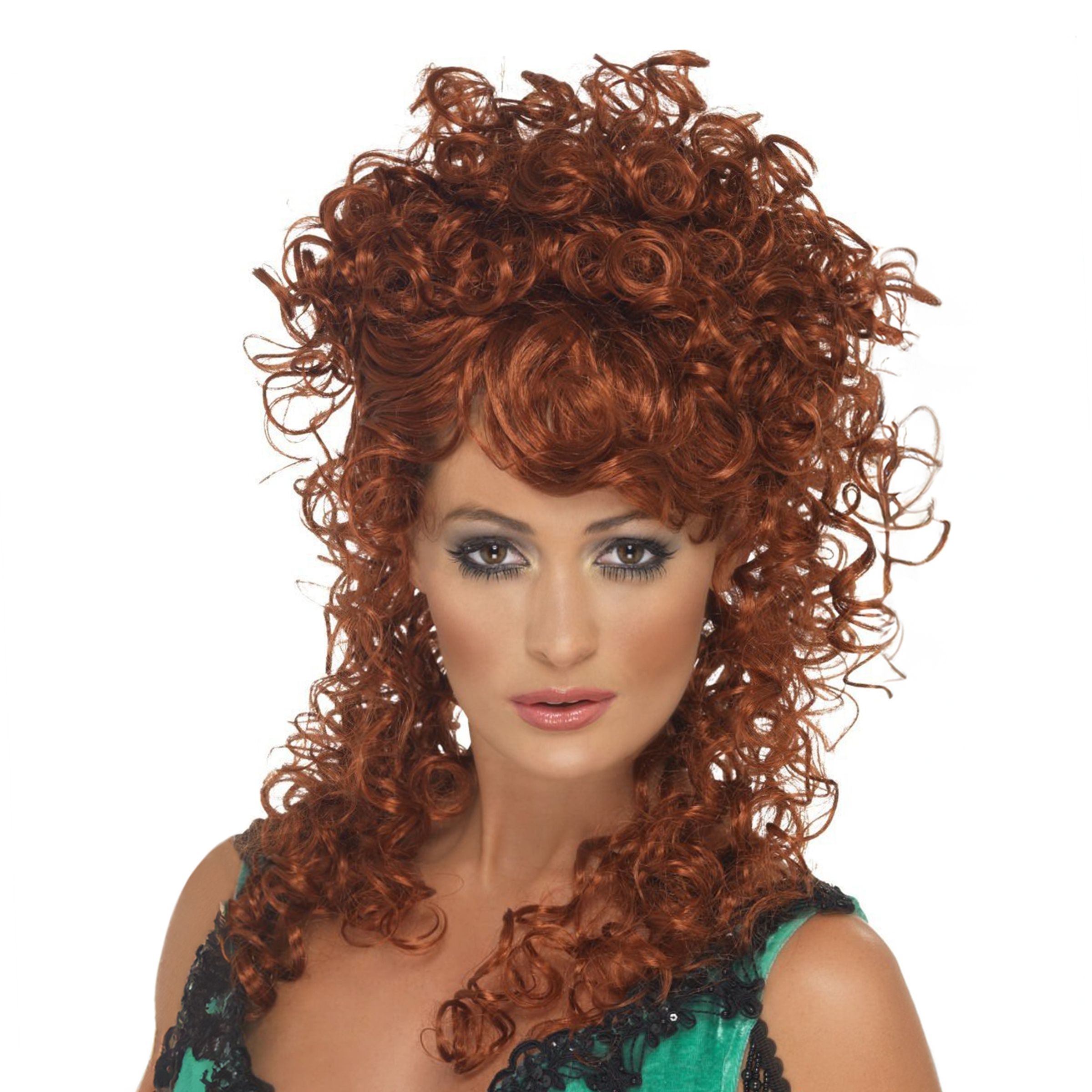 Saloon Girl Rød Krøllet Paryk - One size