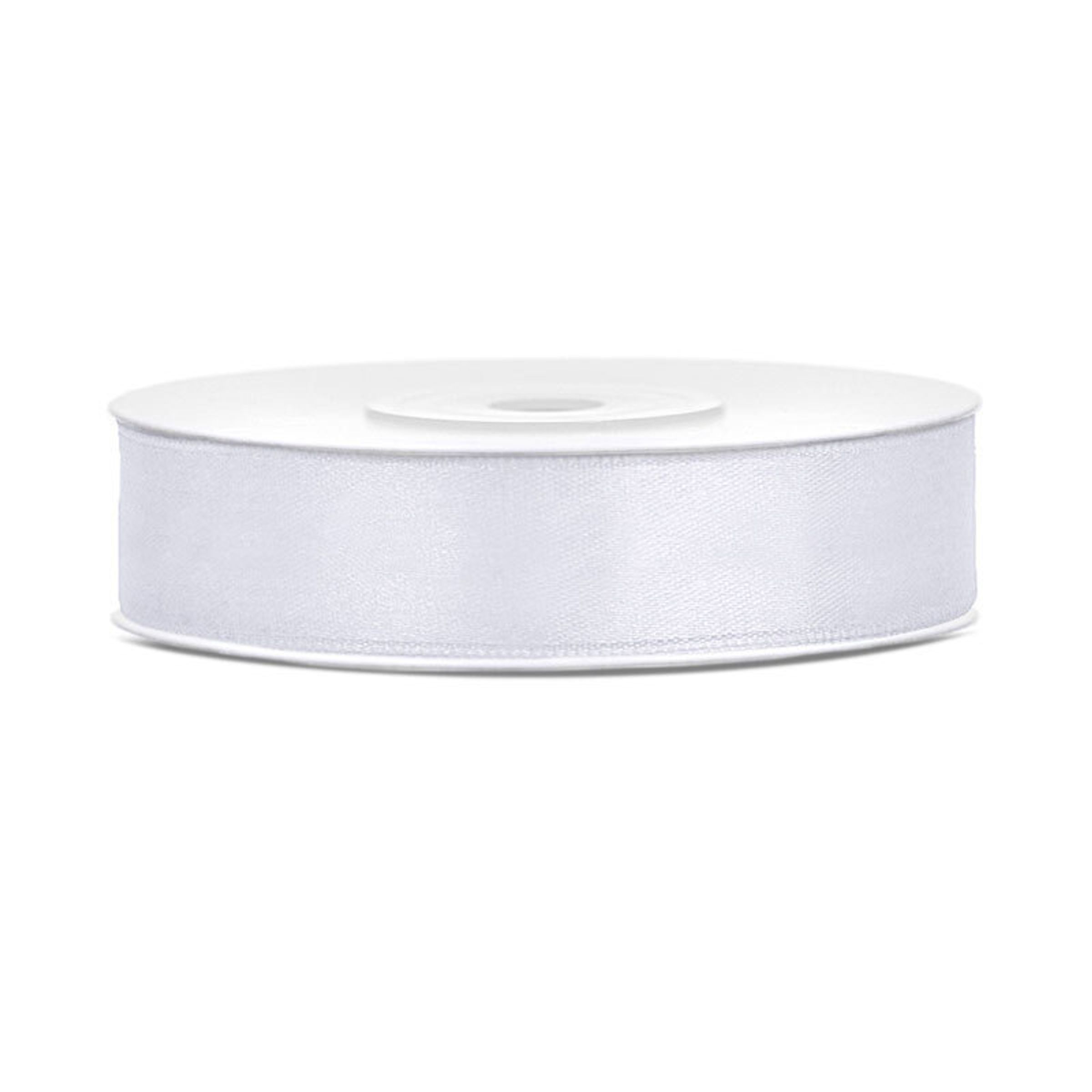 Satinbånd Hvidt - 12 mm x 25 m