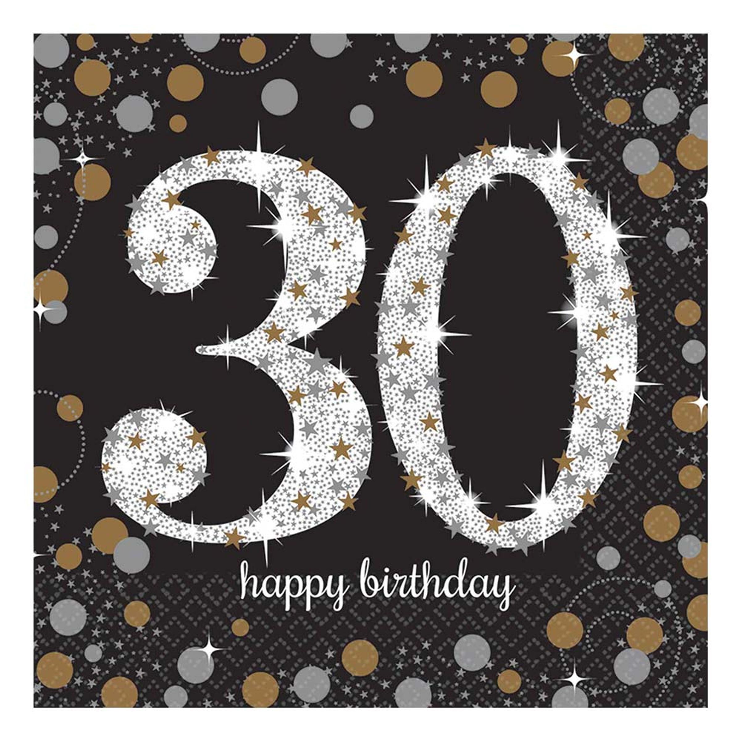 30 års fødselsdag servietter 16 stk. - Sølv