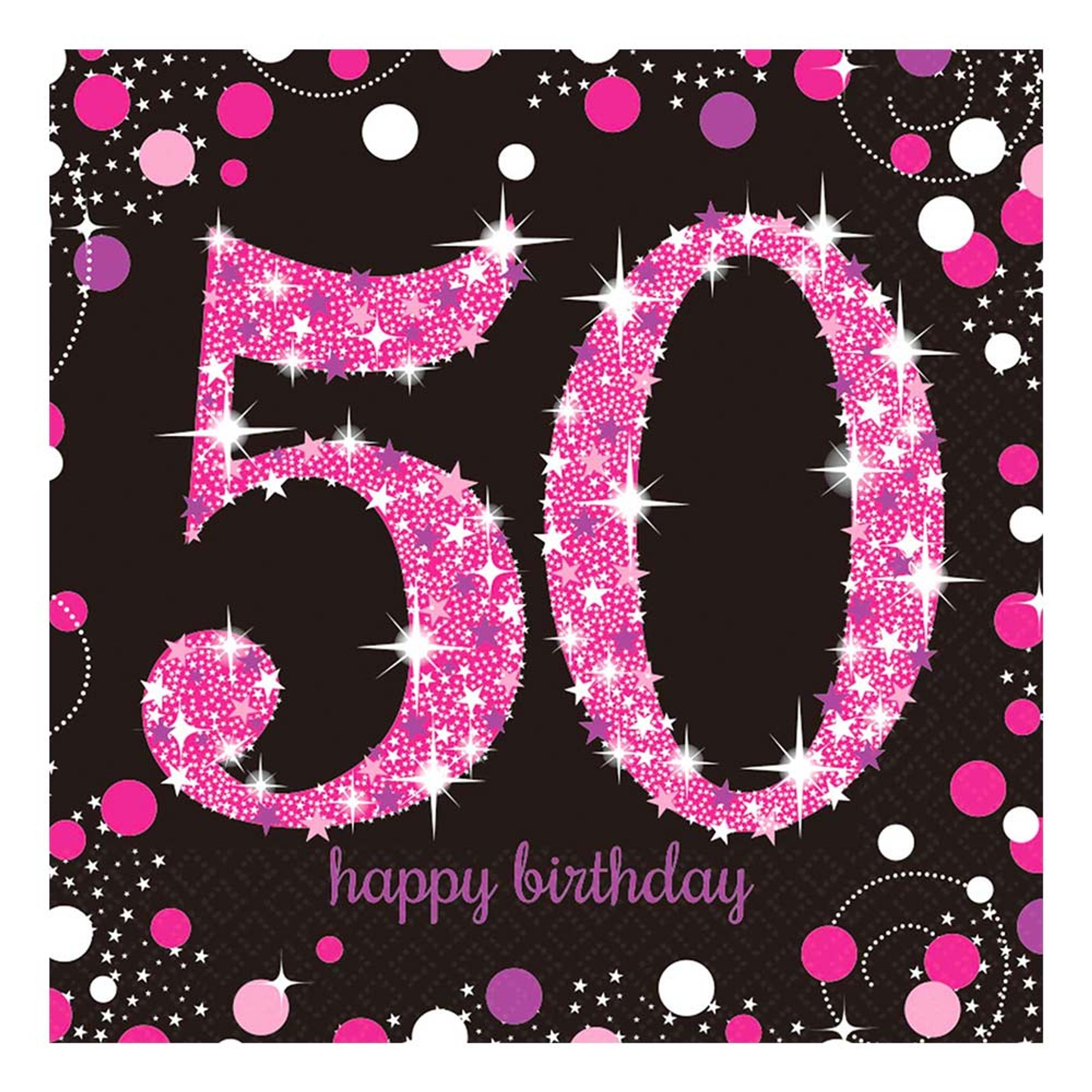 50 års fødselsdag servietter 16 stk. - Pink