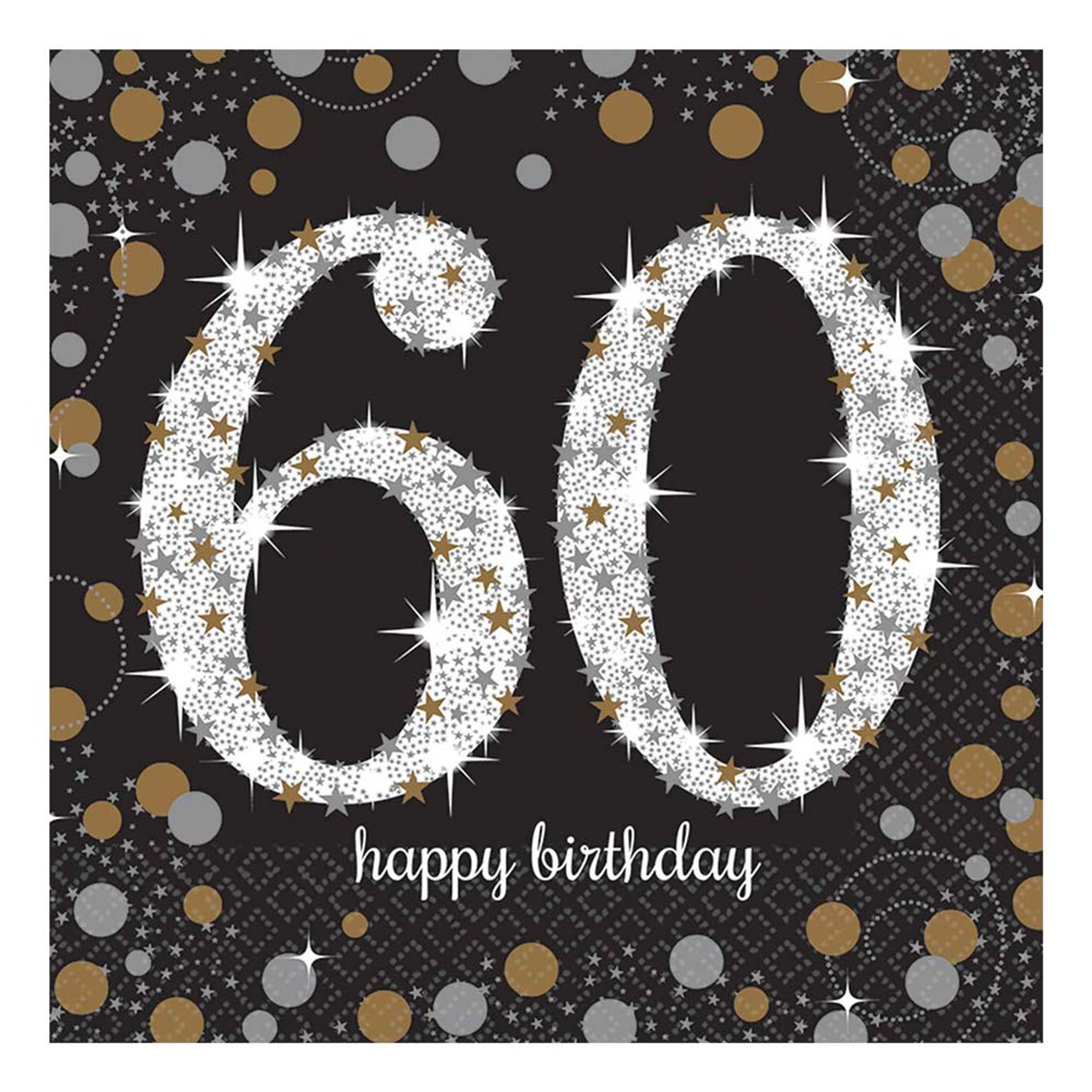 60 års fødselsdag servietter 16 stk. - Sølv