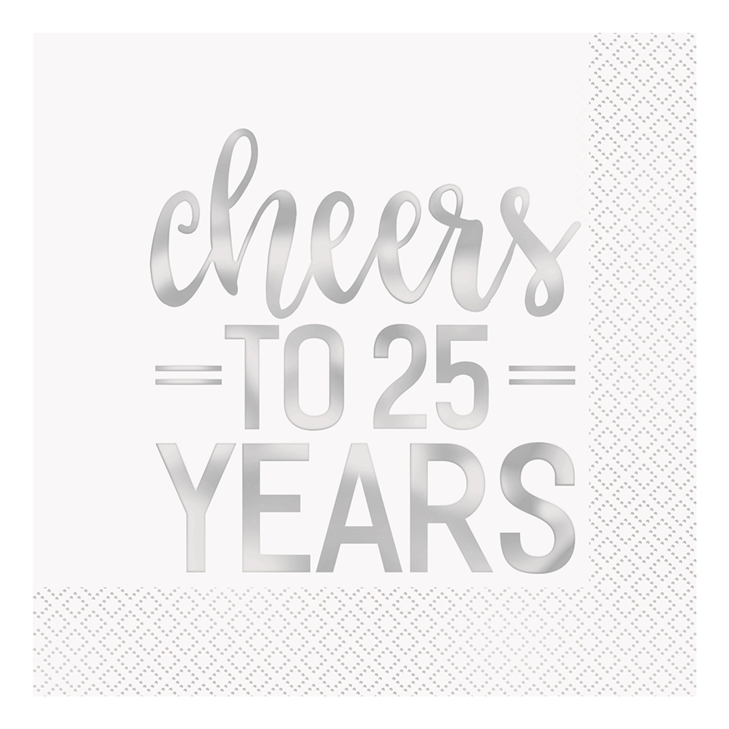 Servietter Cheers to 25 Years Sølv - 16-stk