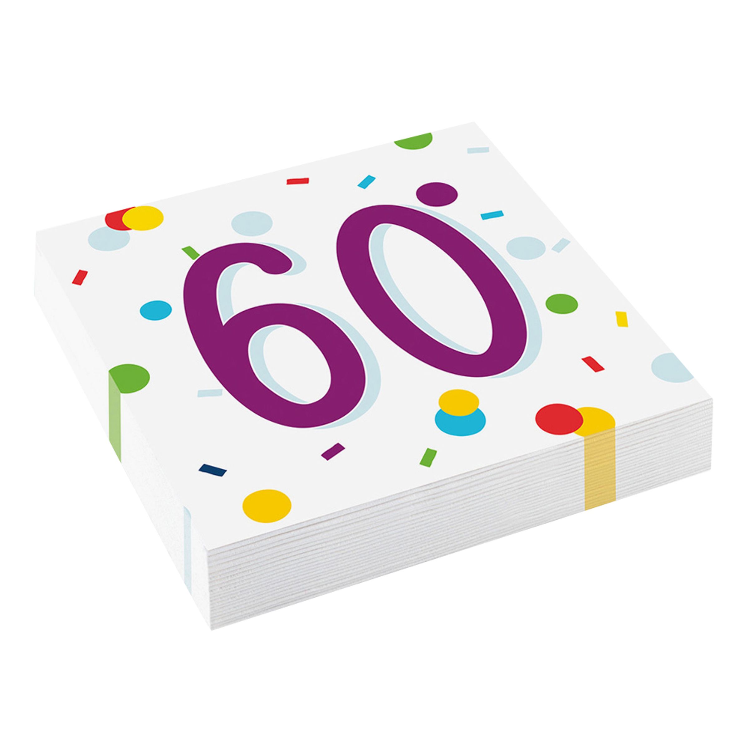 Servietter Confetti Birthday 60 - 20-pak